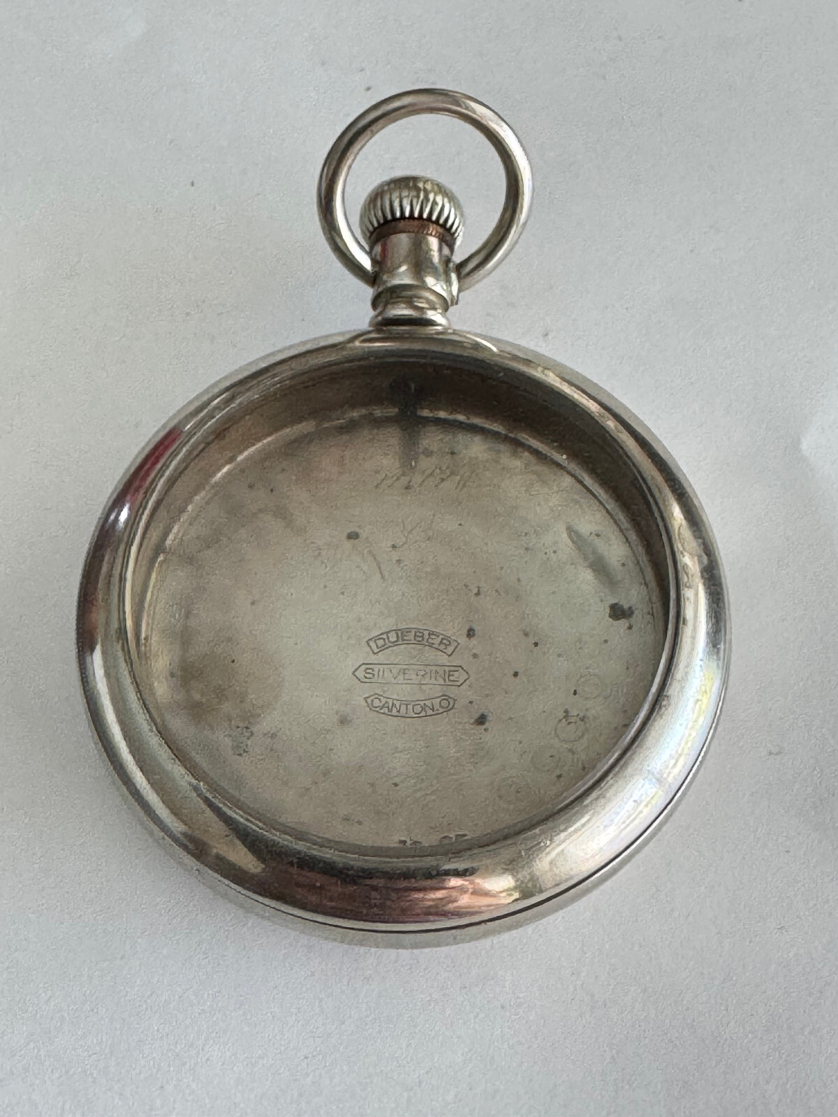 VINTAGE 18 SIZE DUEBER SILVERINE SWING OUT POCKET WATCH CASE LEVER SET ONLY
