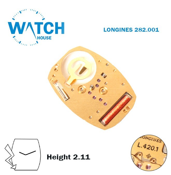 ETA 282.001 (L.420.1) Swiss Movement-Without Stem-2 Hands-Height: 2.11mm.