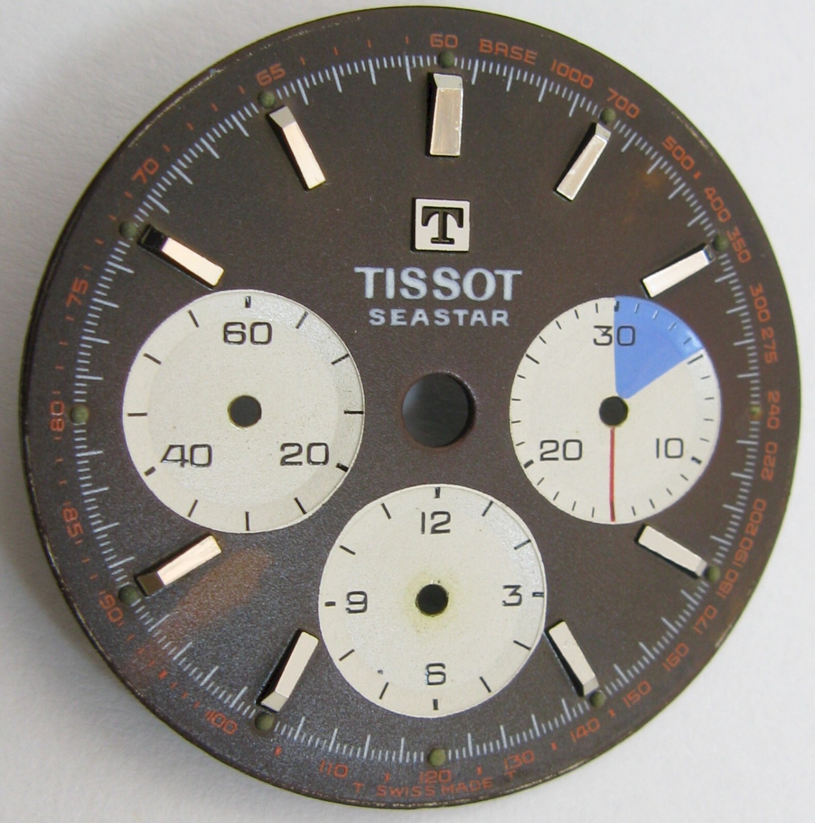 Tissot Seastar chronograph Lemania 873 … part: used tropicalized brownish DIAL