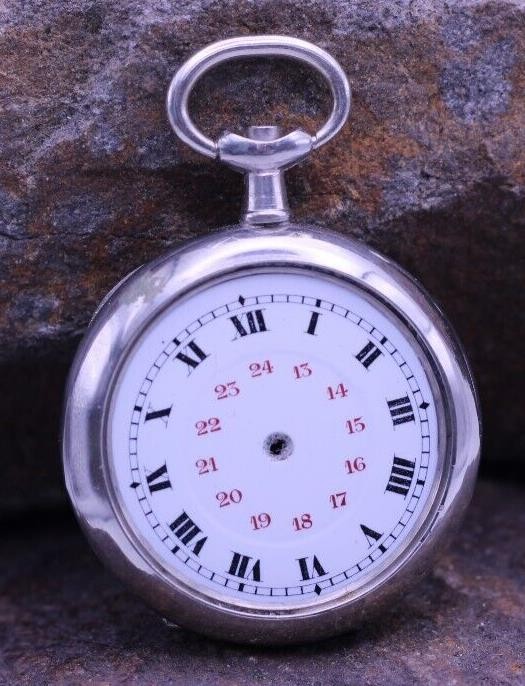 ARGENTAN LADIES SWISS POCKET WATCH CASE & DIAL 29mm DIAMETER NOS (ER)