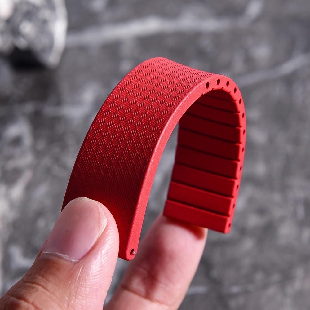 Fkm Fluoro Rubber Watch Strap Quick Release Cut to Size Buckle Band Soft 18-22mm