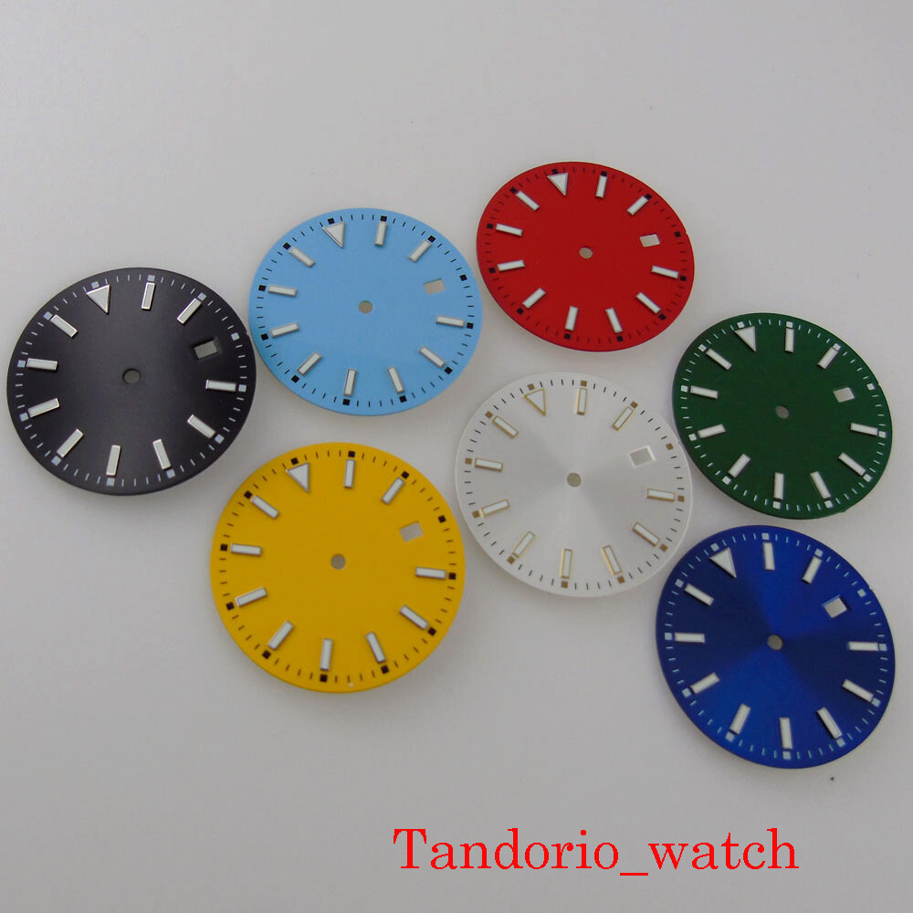 33.5mm Black Blue Green Watch Dial Face for NH35A Automatic Movement Date
