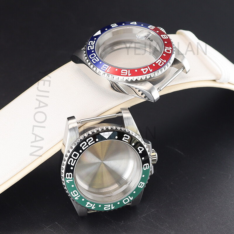 40mm Brushed Watch Cases GMT Ceramic Bezel For Seiko Nh35 Nh36 Eta 2824 Movement