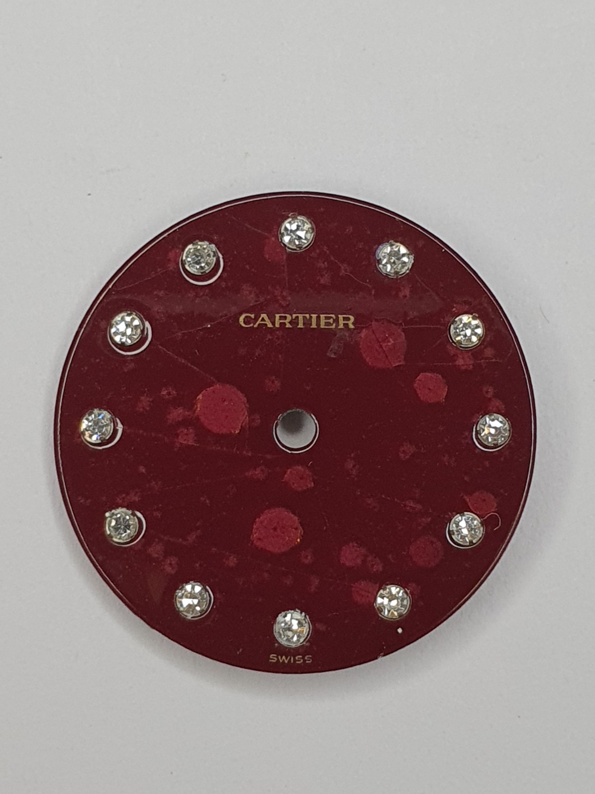 Rare Cartier Burgundy Red Spider Vendome Dial with Diamonds – 19mm – Parts