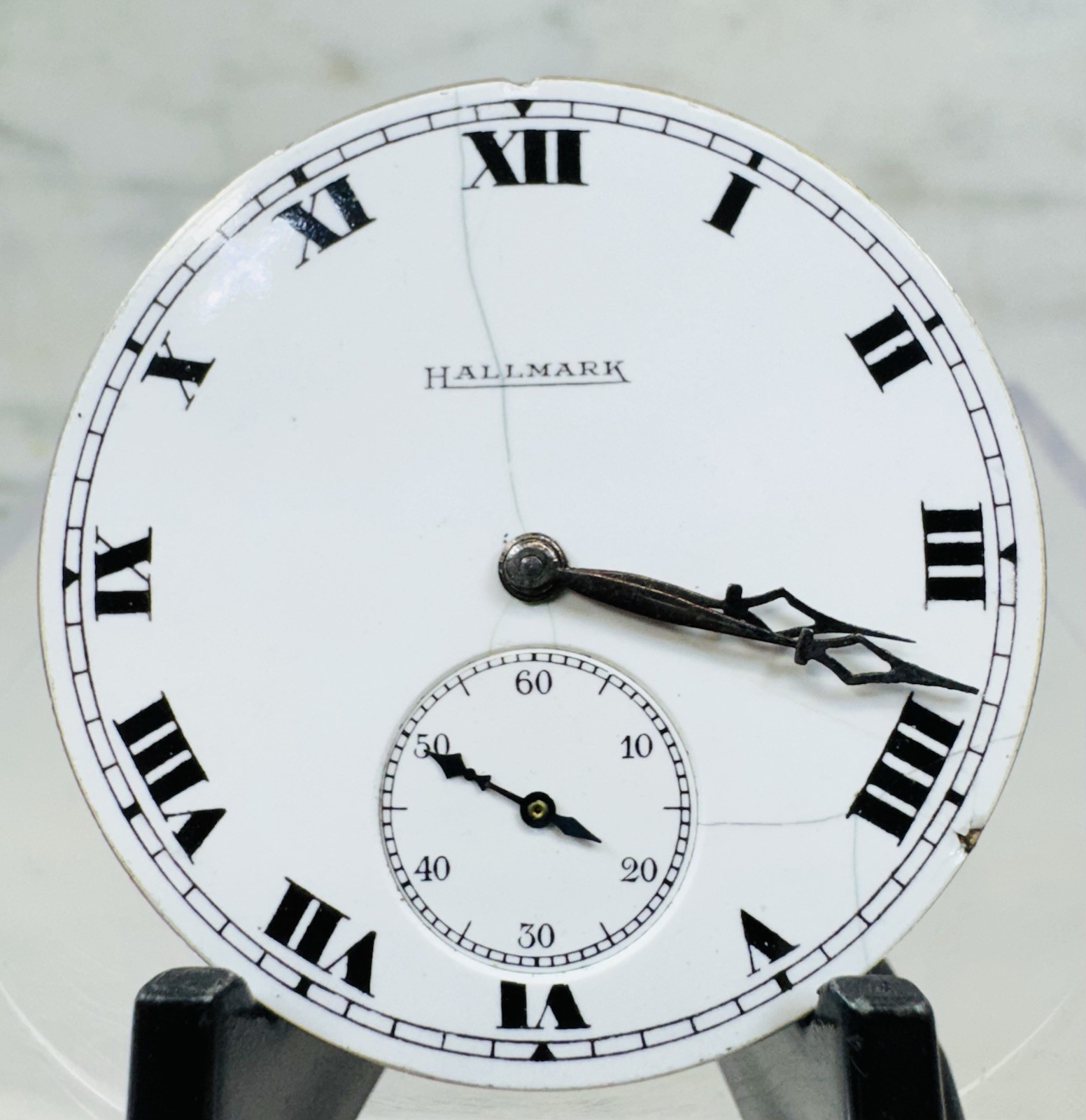 Hallmark 17 Jewel Double Roller Pocket Watch Movement and Dial