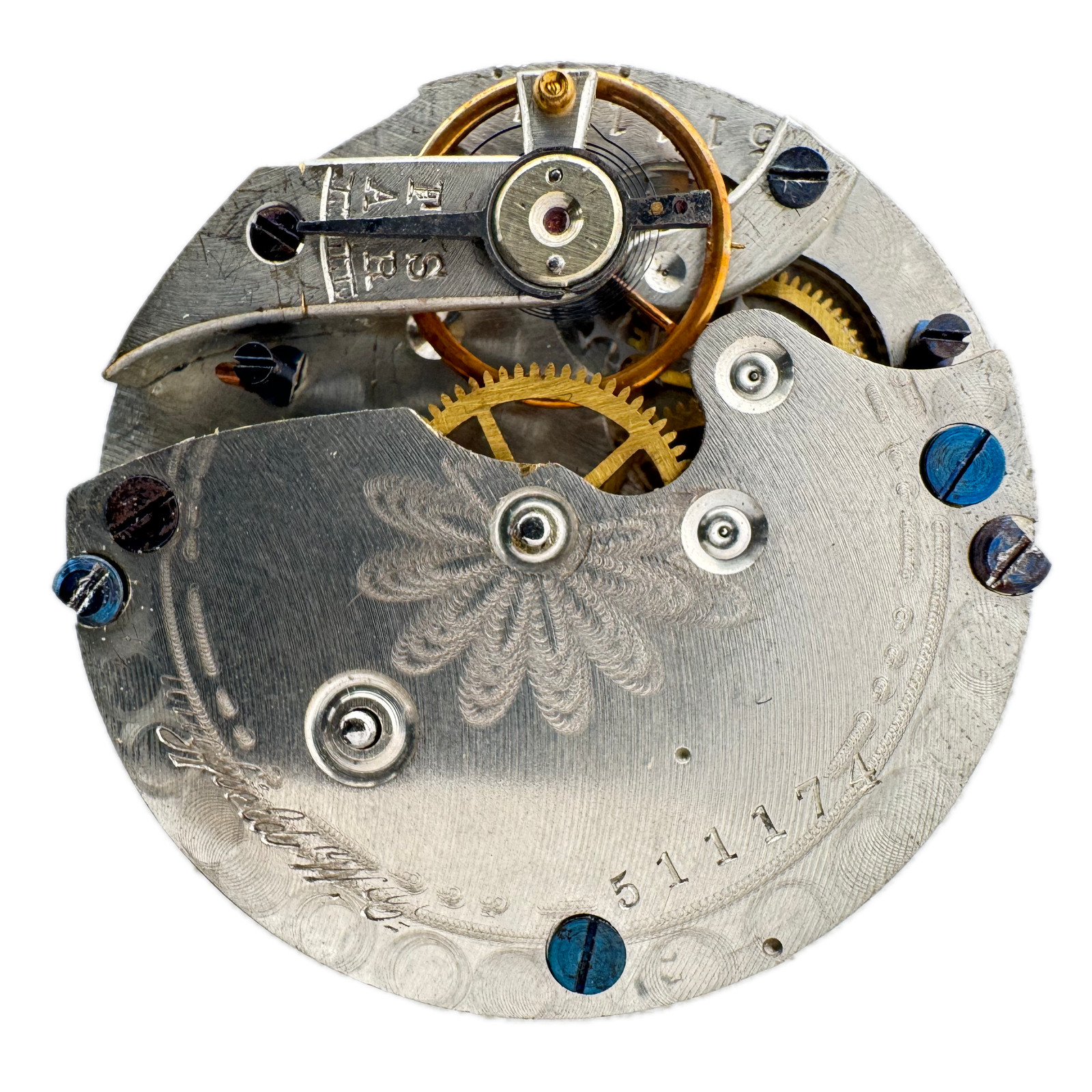Antique 8s Springfield W. Co Roman Dial 15J Hunter Pocket Watch Movement