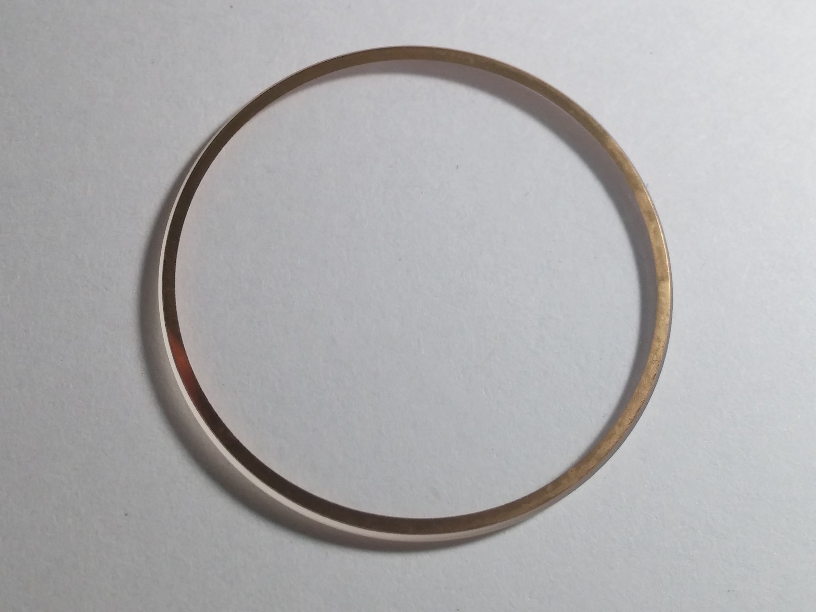 Unbranded watch crystal, 28.25mm, mineral w/yellow ring inside, NEW