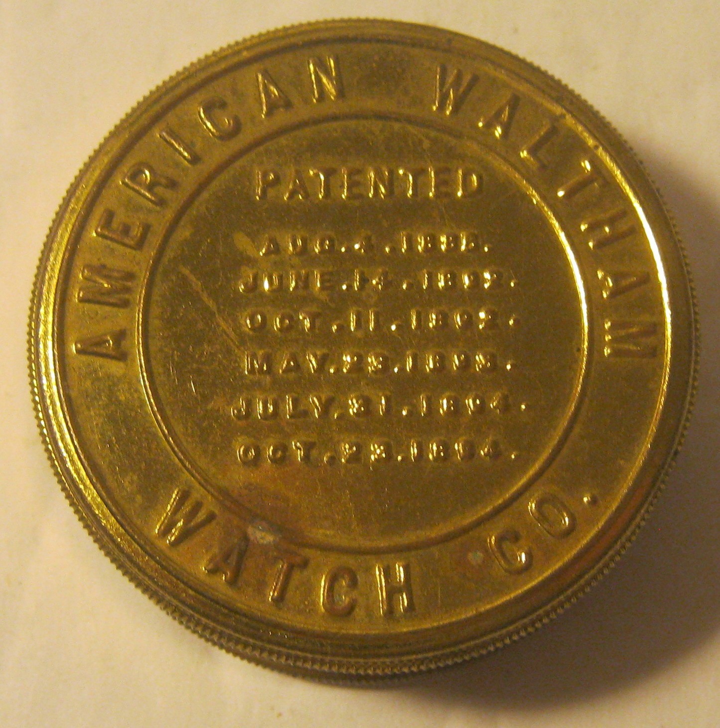 1894 AMERICAN WALTHAM WATCH COMPANY Gold Toned TIN for Watch Parts NICE!!!