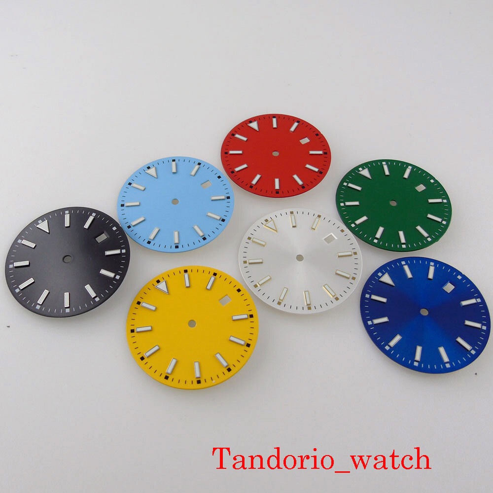 33.5mm Black Blue Green Watch Dial Face for NH35A Automatic Movement Date