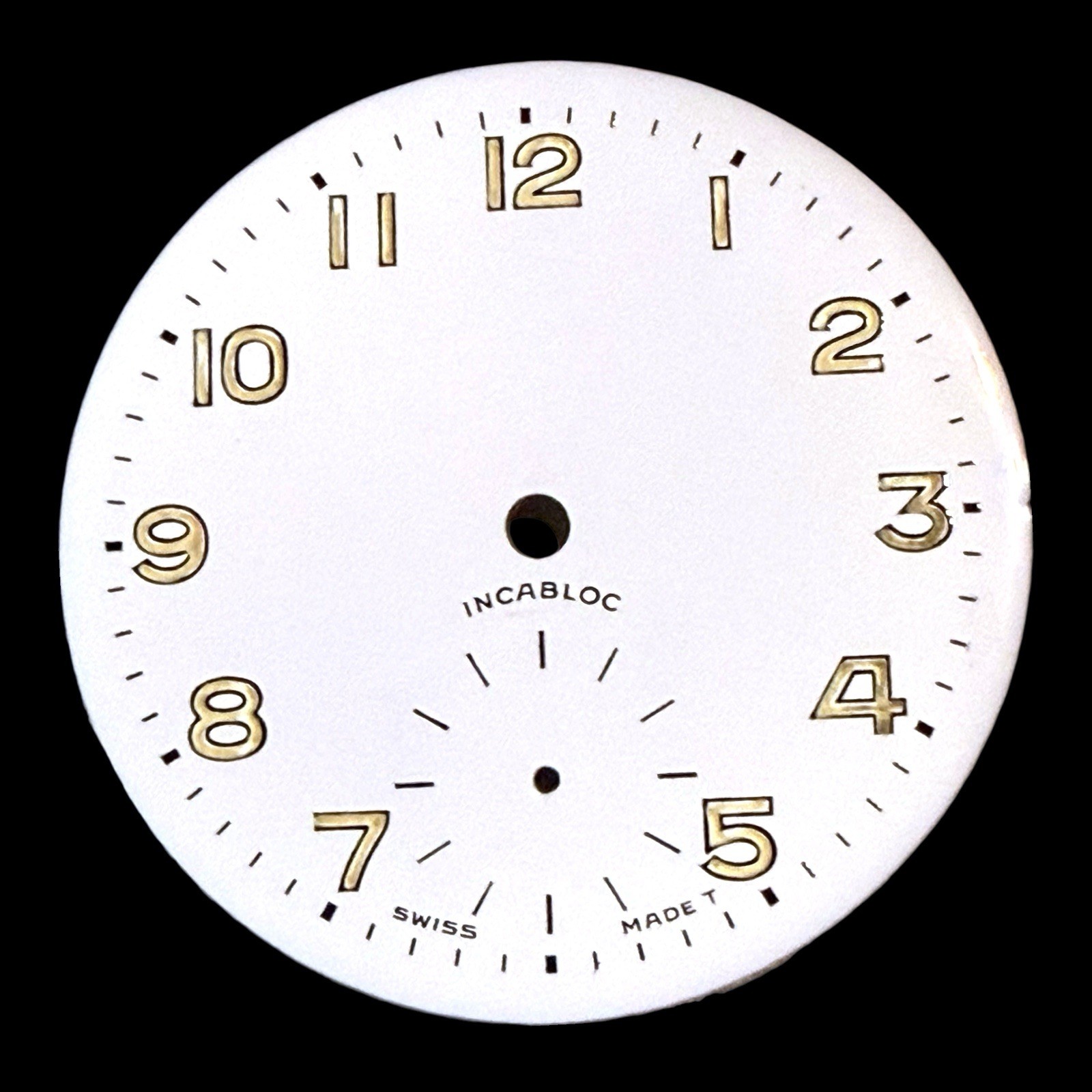 INCABLOC Watch Dial White Enamel SWISS MADE Label 40mm FOR PARTS AS IS