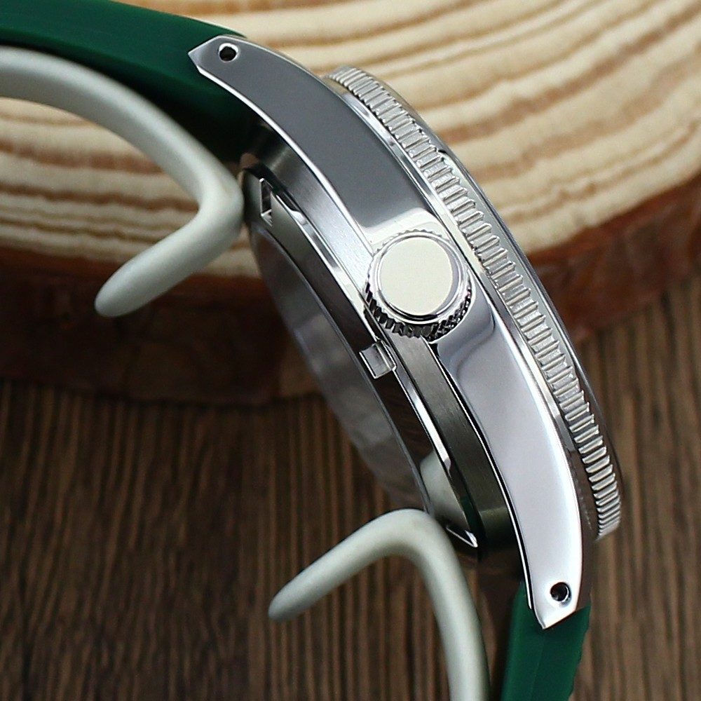 Sapphire Modify Seiko 62MAS Mod 40mm Watch Case Green Strap For NH35 34 NH36 38