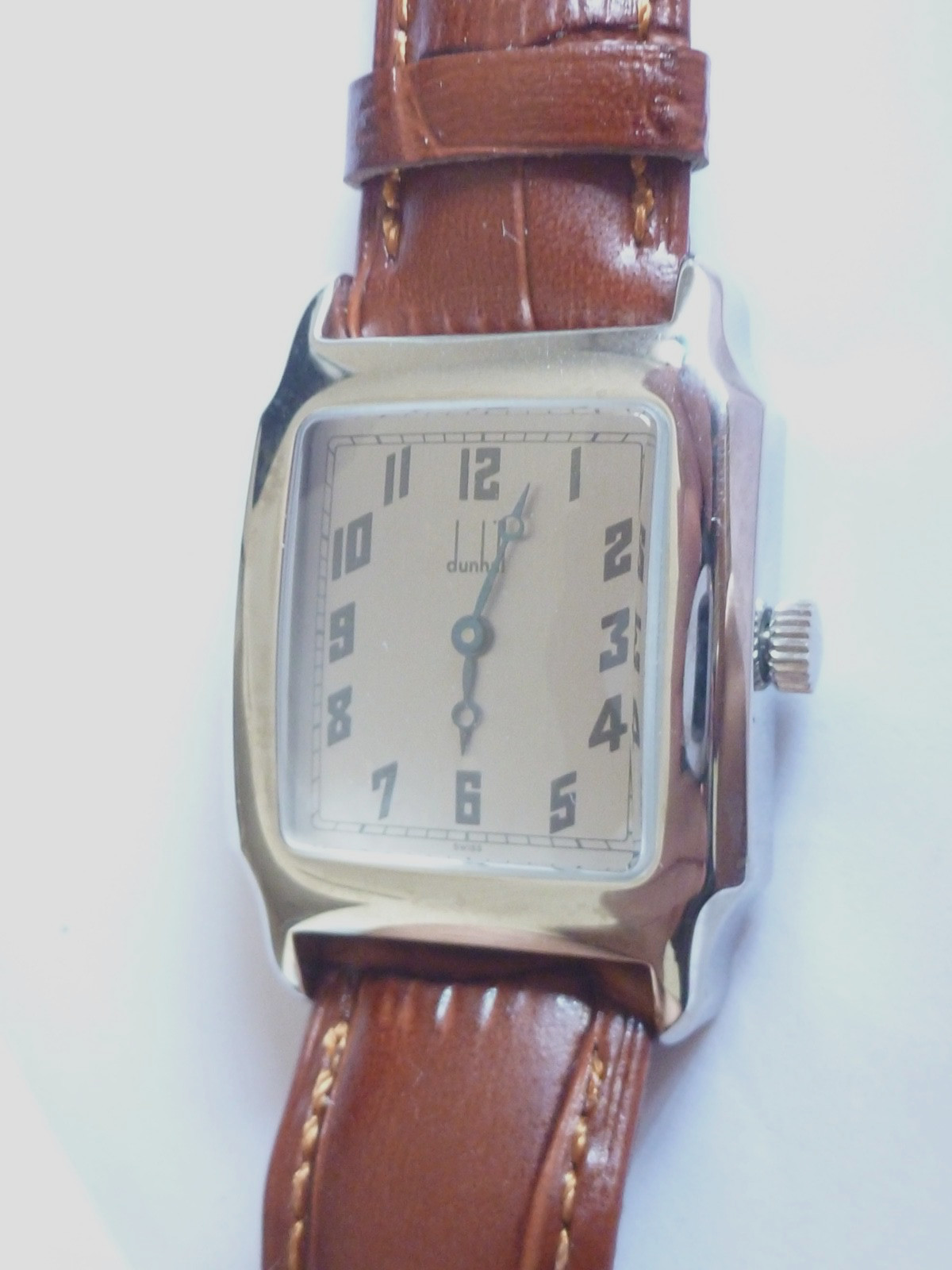 Vintage NOS DUNHILL Men’s Rectangular Steel Wristwatch Manual ETA 28mm x 39mm