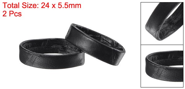PU Leather Loops Retaining Ring Keeper for 20mm Width Watch Band Black 2Set