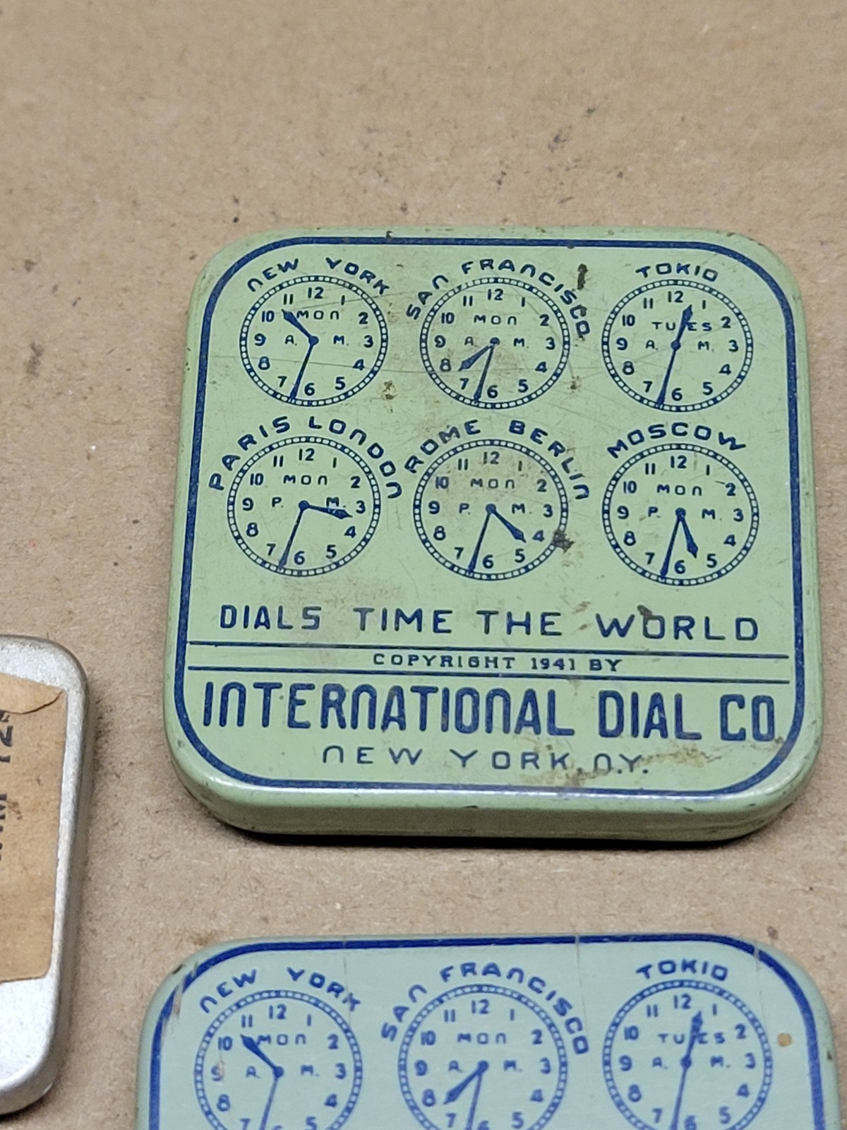 4 International Dial Co Watchmaker Small Parts Storage Tins Metal Tin + 2 Extra
