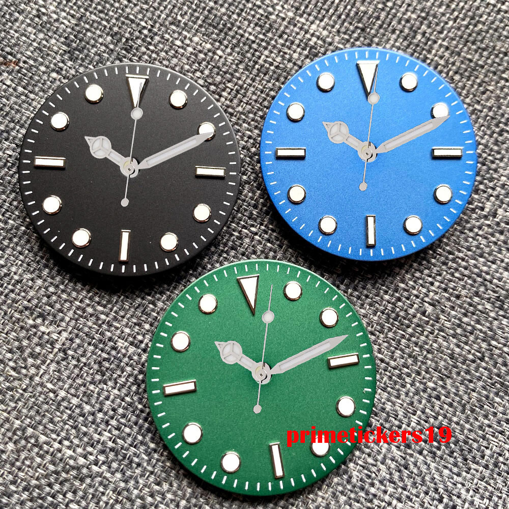 29mm Black/Blue/Green Watch Dial Hands Set Fit NH35 ETA2824 PT5000 Miyota82 Movt