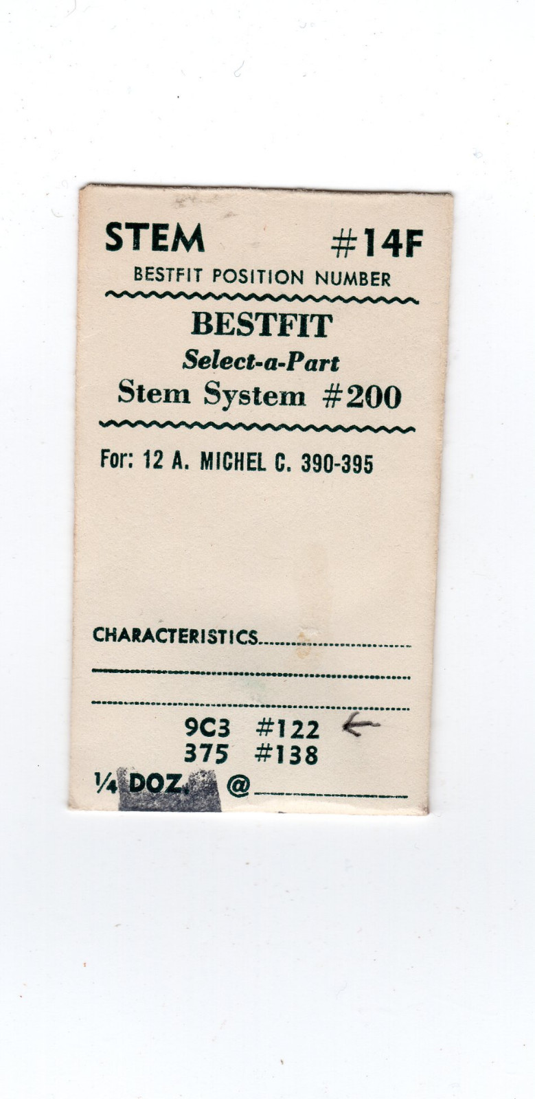 NOS BestFit System Stems for Swiss Watches Price for one stem Select a Style(B)