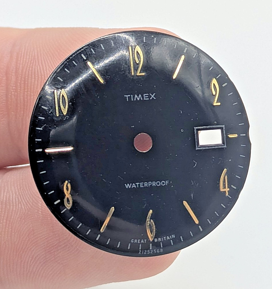 Timex Black Dial Date Window Vintage Watch Face Great Britain 28.9mm