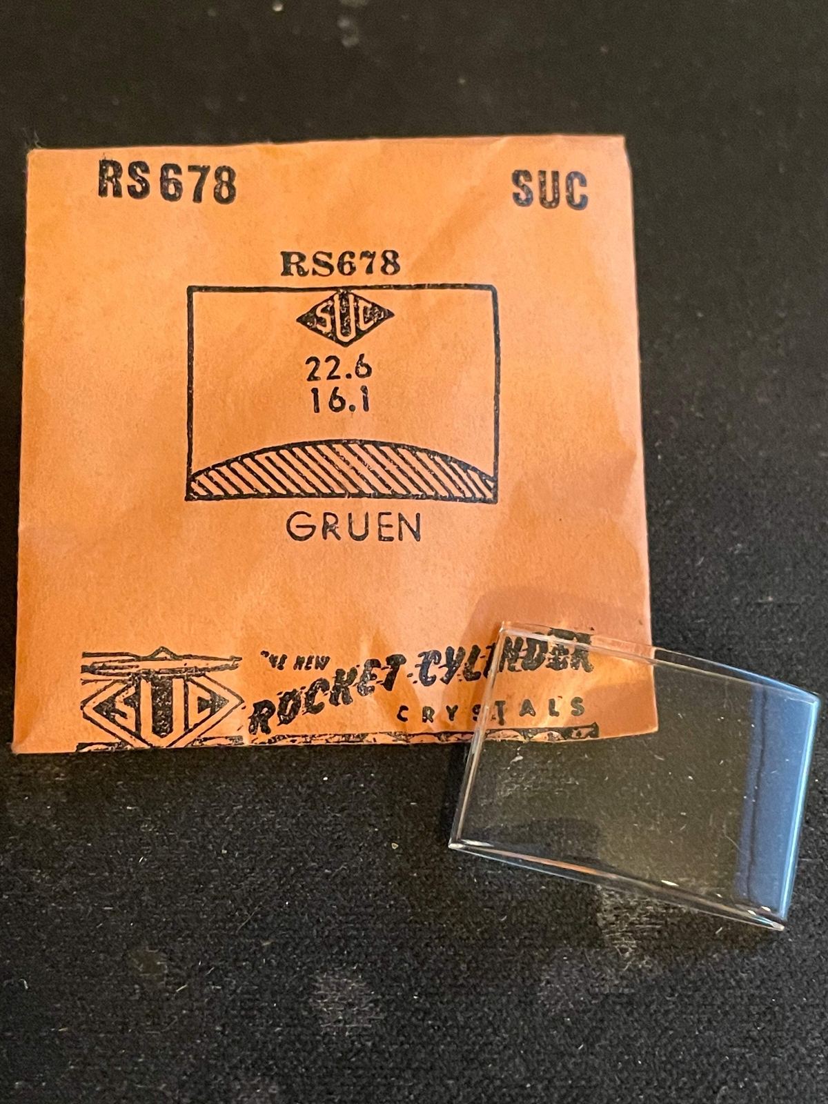 SUC Rocket Crystal RS 678 for GRUEN – 22.6 x 16.1mm – New