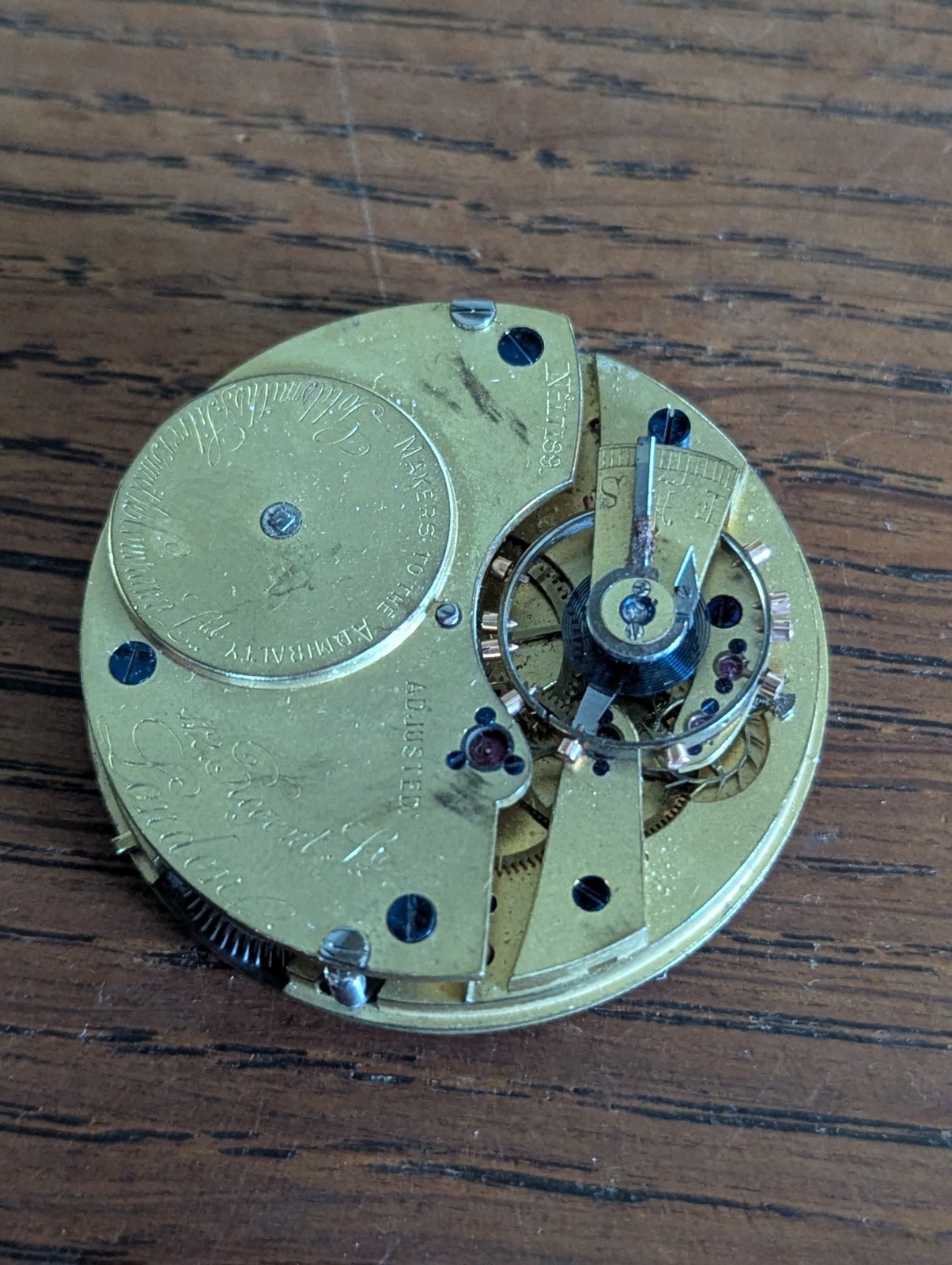 Goldsmiths London Pocket Watch Movement/Dial/Hands to Restore, Broken Bal #S669