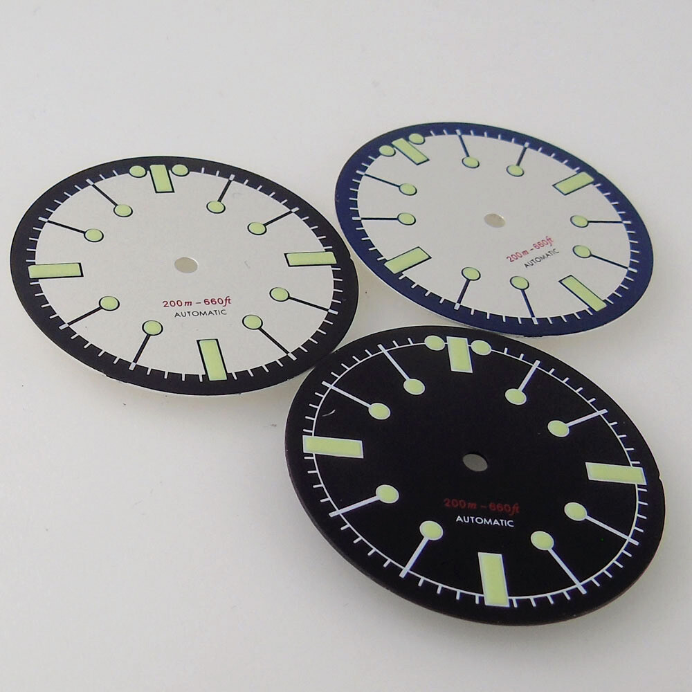 31mm Black White Blue Red Luminous Dial Fit NH35 NH36A 2824 Automatic Mens Watch