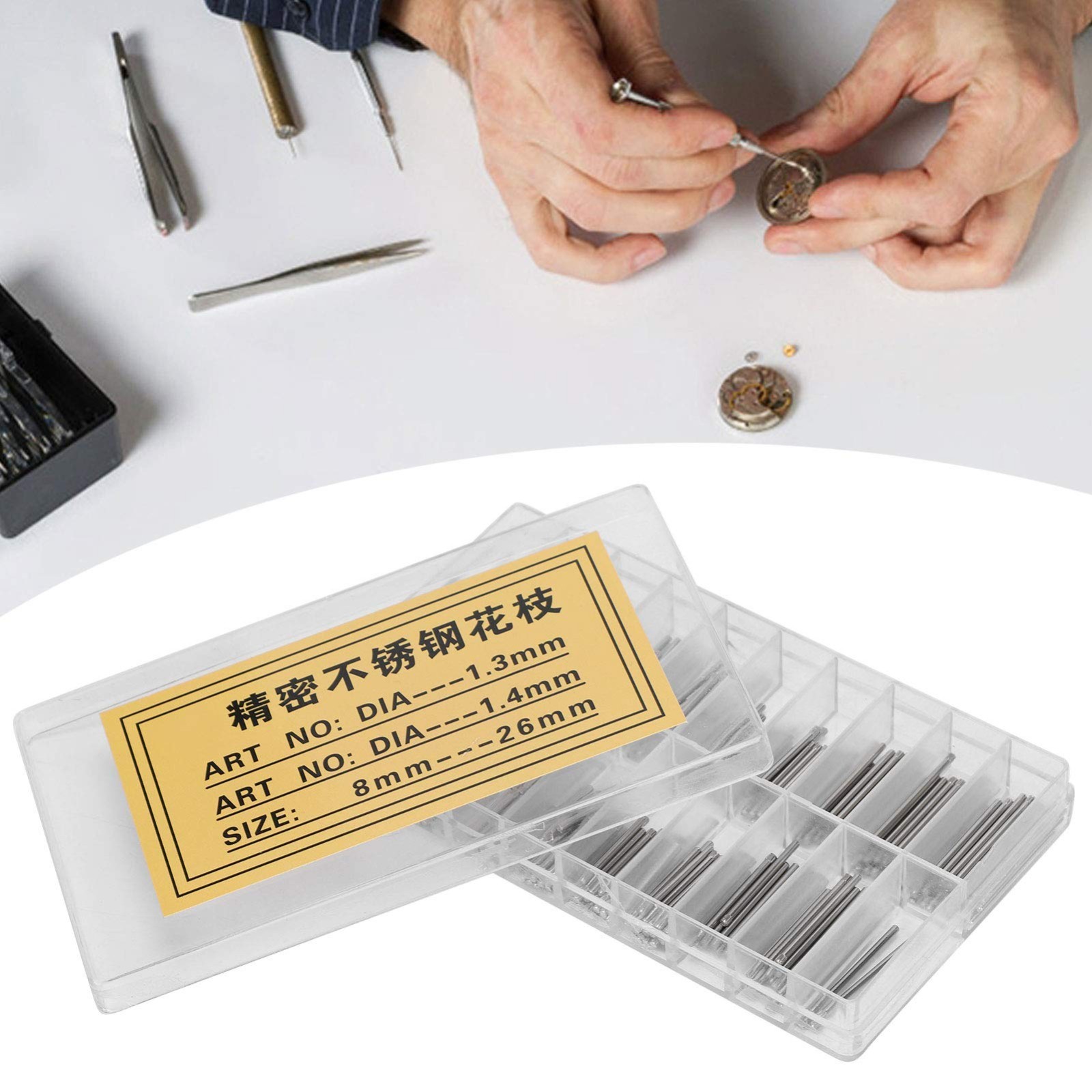 300Pcs Stainless Steel Watch Band Pins & Spring Bars Tools, 1.3-1.4Mm Assortment