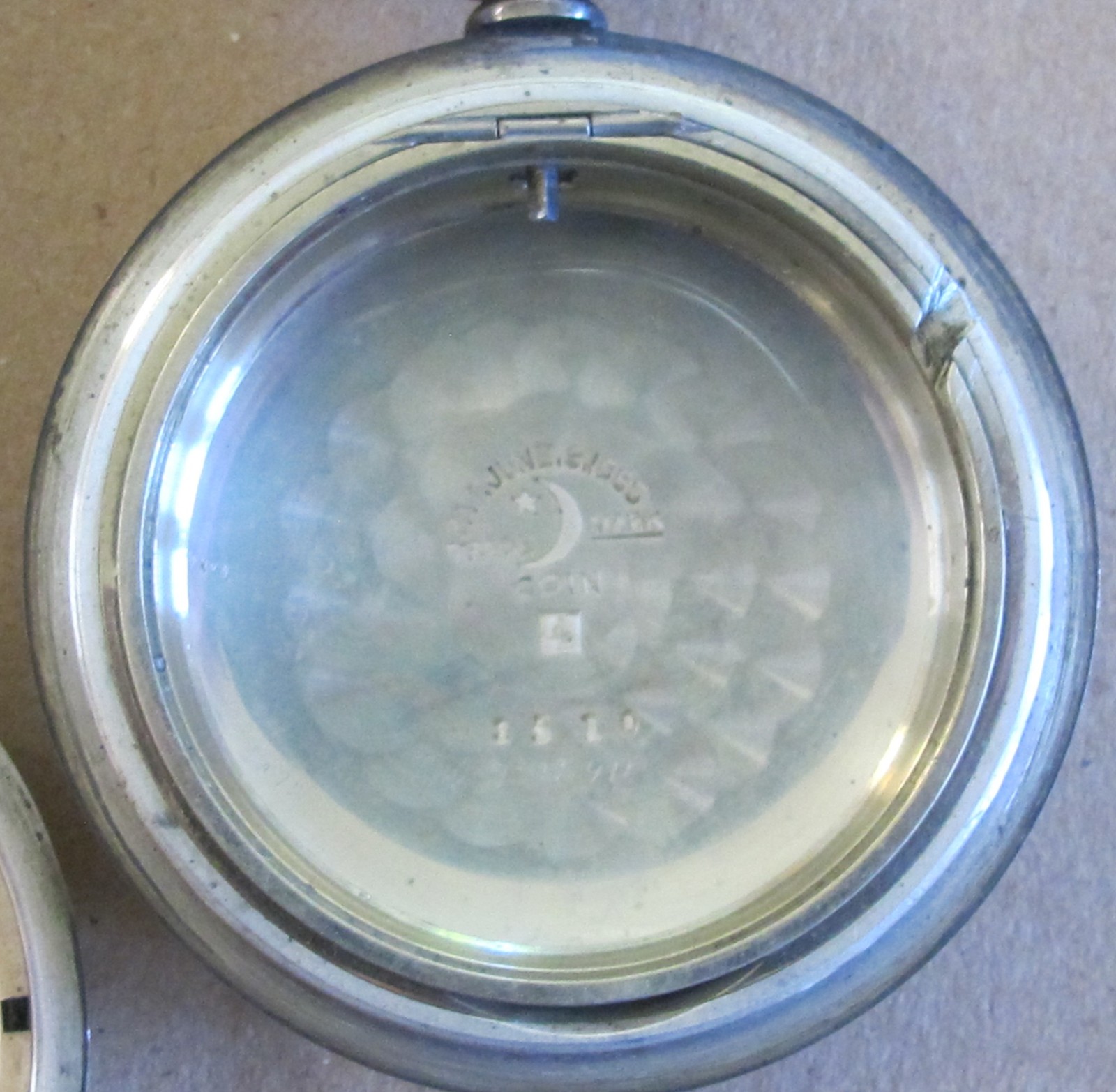 CRESCENT COIN SILVER Heavy POCKETWATCH CASE 18 SIZE Open Face – Lever Set