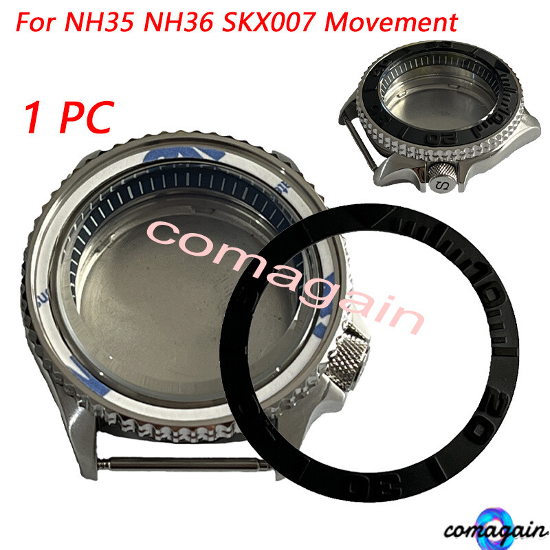 Watch Case Sapphire Glass+Insert For NH35 NH36 4R35 4R15 SKX007 Movement 41.5mm