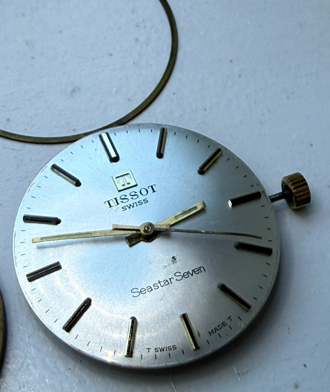 Tissot Seastar Seven 2451 Manual Watch Movement + Dial + Hands + Crown + Stem