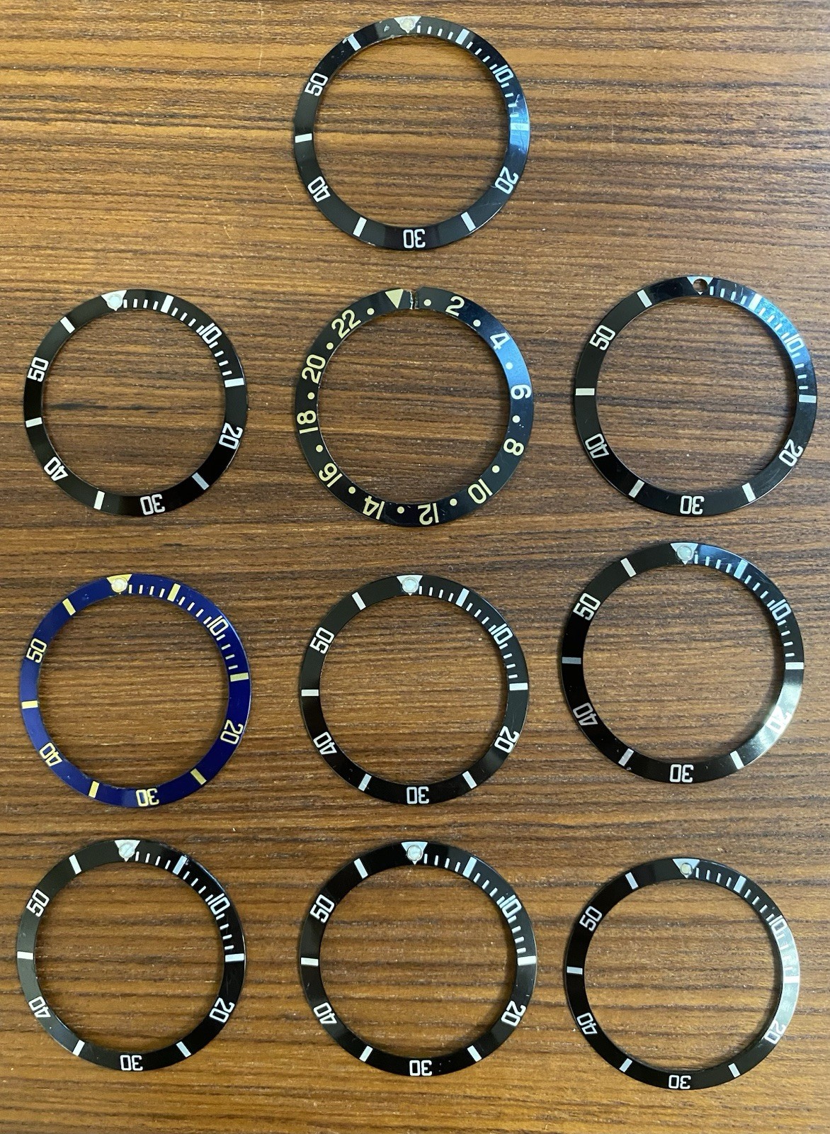 Rolex Genuine Lot of 10 Bezel Inserts Used Original Parts Submariner 16610 GMT