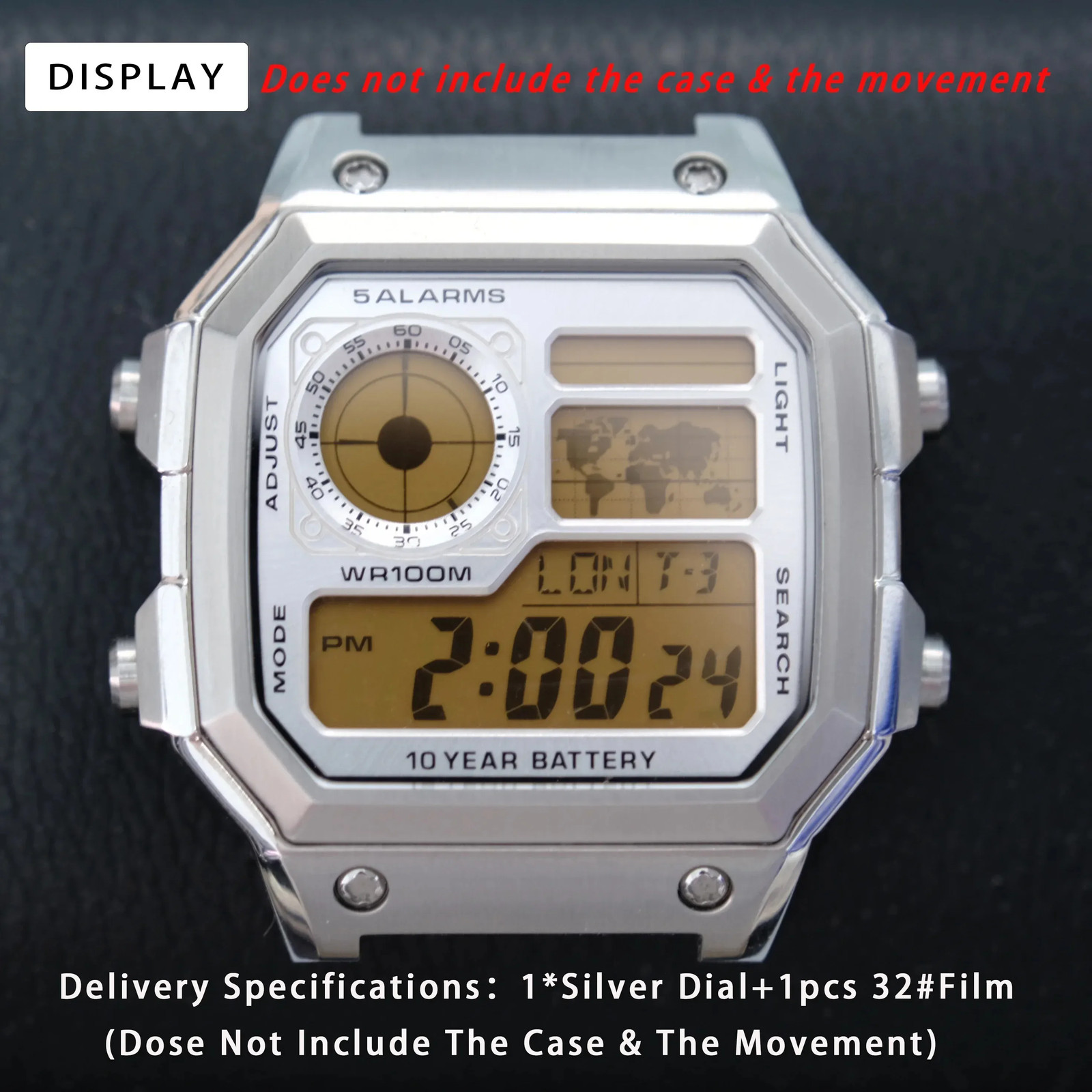 AE1200 DIY Metal Dial for Casio 3299 AE-1200 Copper Dial Mod Kit Replacement Wat