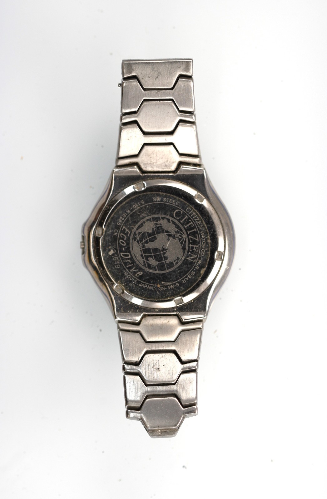 Citizen Eco Drive Watch Men Blue Solar Stainless Steel WR Date NON-WORKING-c9