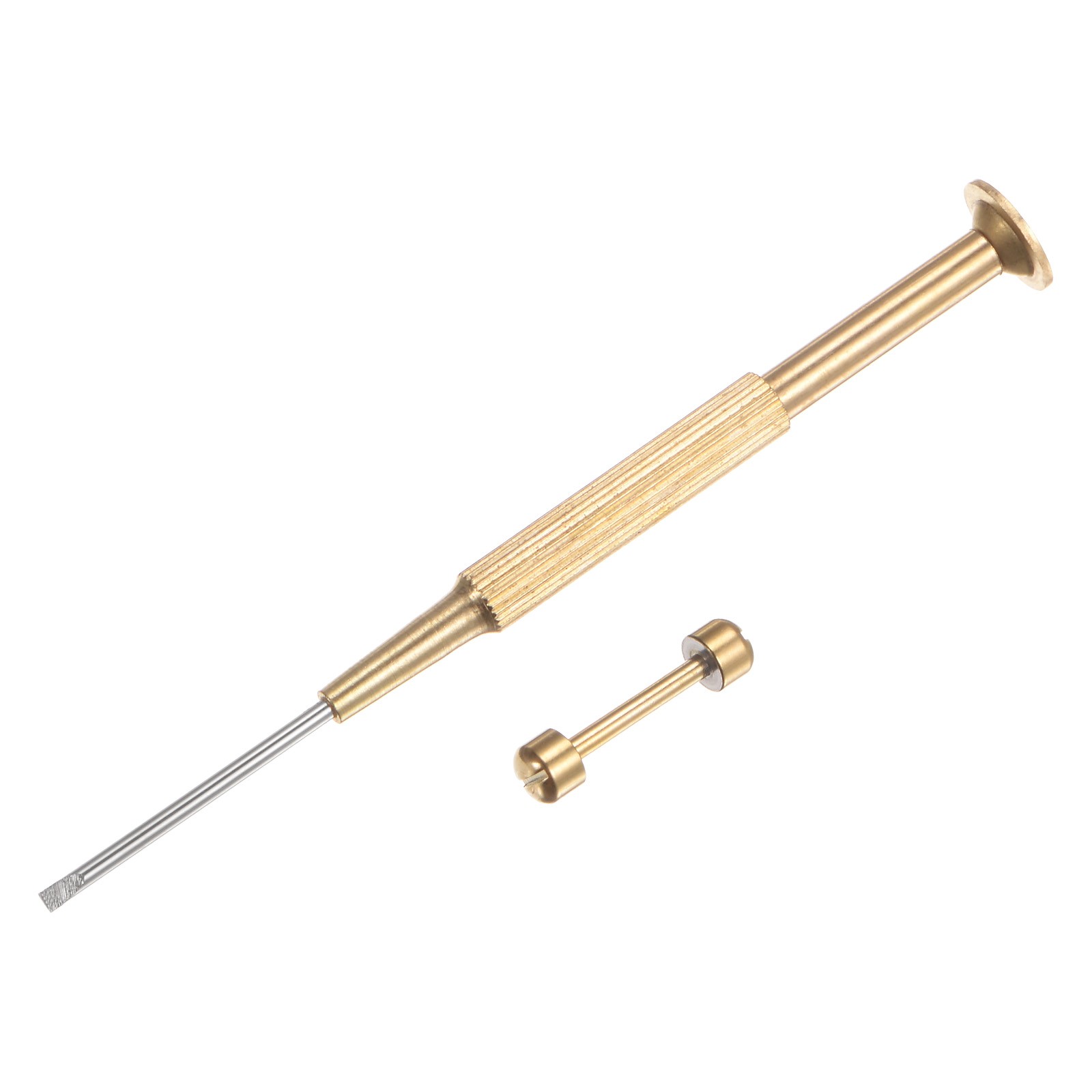 2 in 1 16mm Watch Screw Tube Rod with 2mm Slotted Screwdriver, Gold Tone