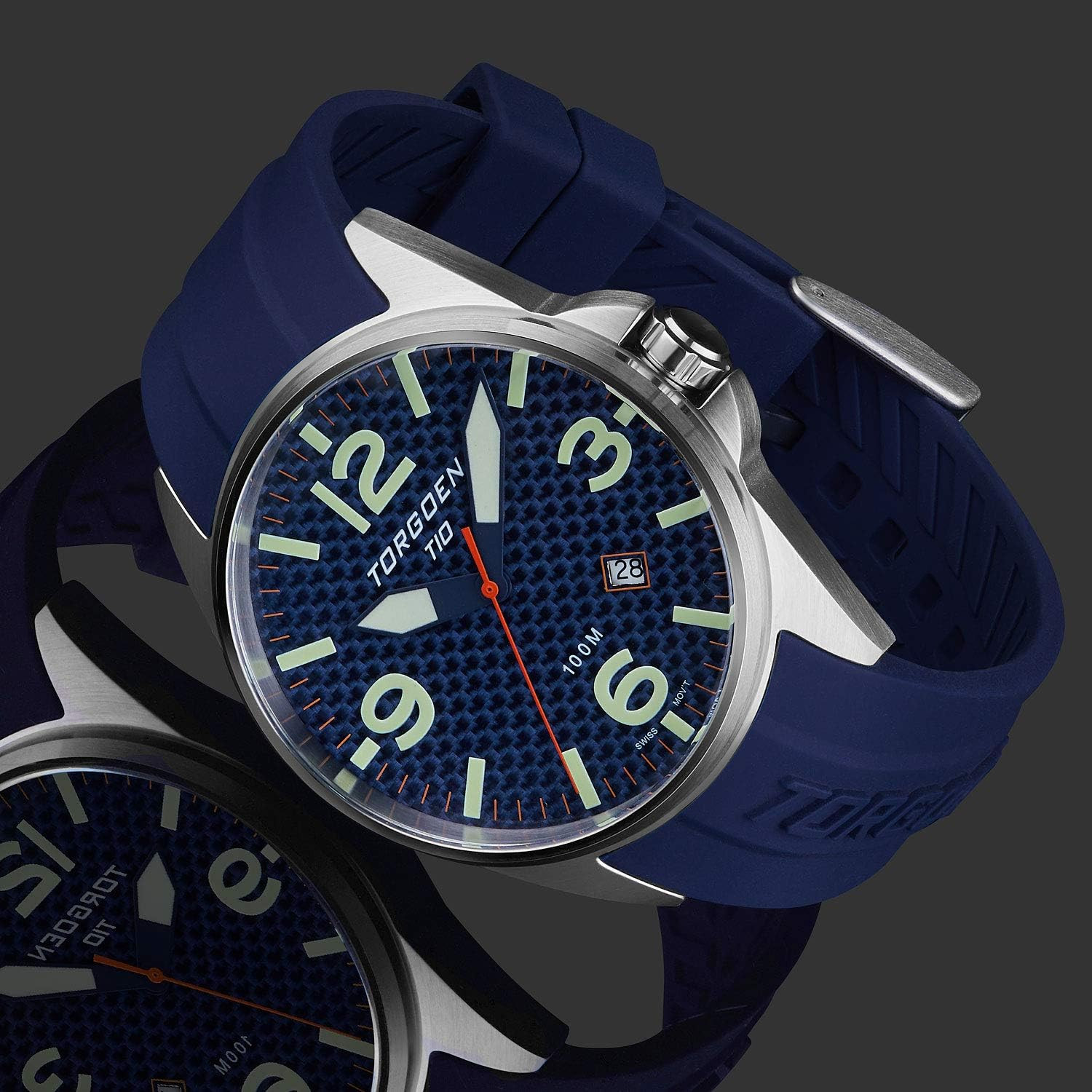 T10 Men’s Swiss Quartz Pilot Watch with Sapphire Crystal & Silicone Strap