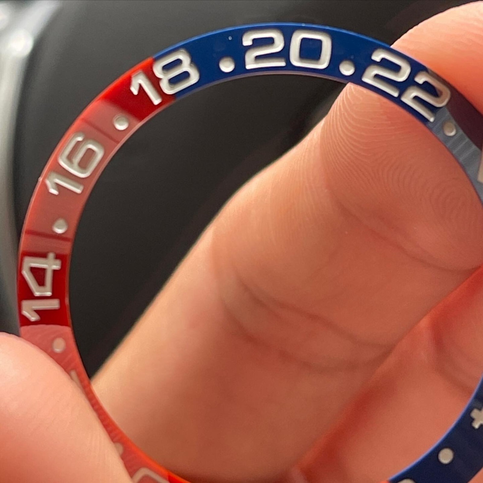 CUSTOM MADE UV RED BLUE CERAMIC + BEZEL COMPATIBLE FOR GMT MASTER 116710 126710