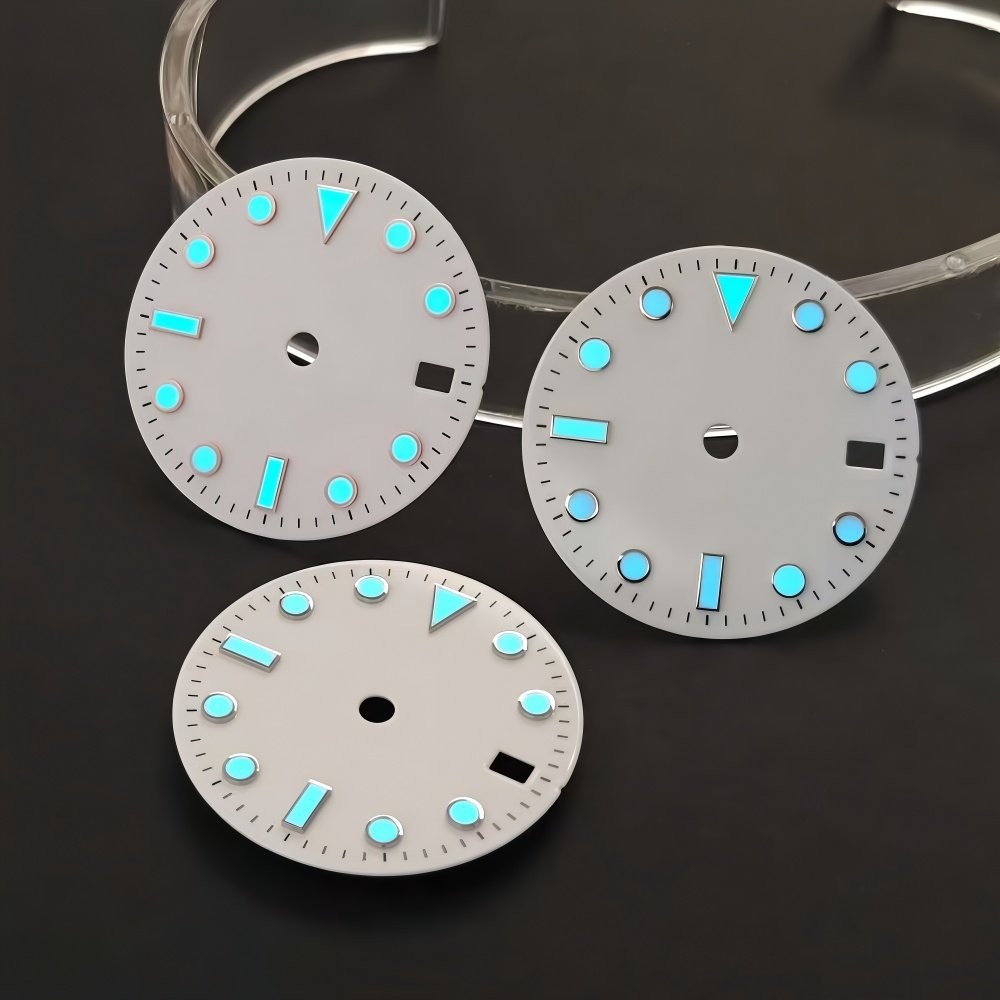 28.5mm No Logo Watch Dial Ice Blue Lume for Nh34 Nh35 Movement Watch Accessories
