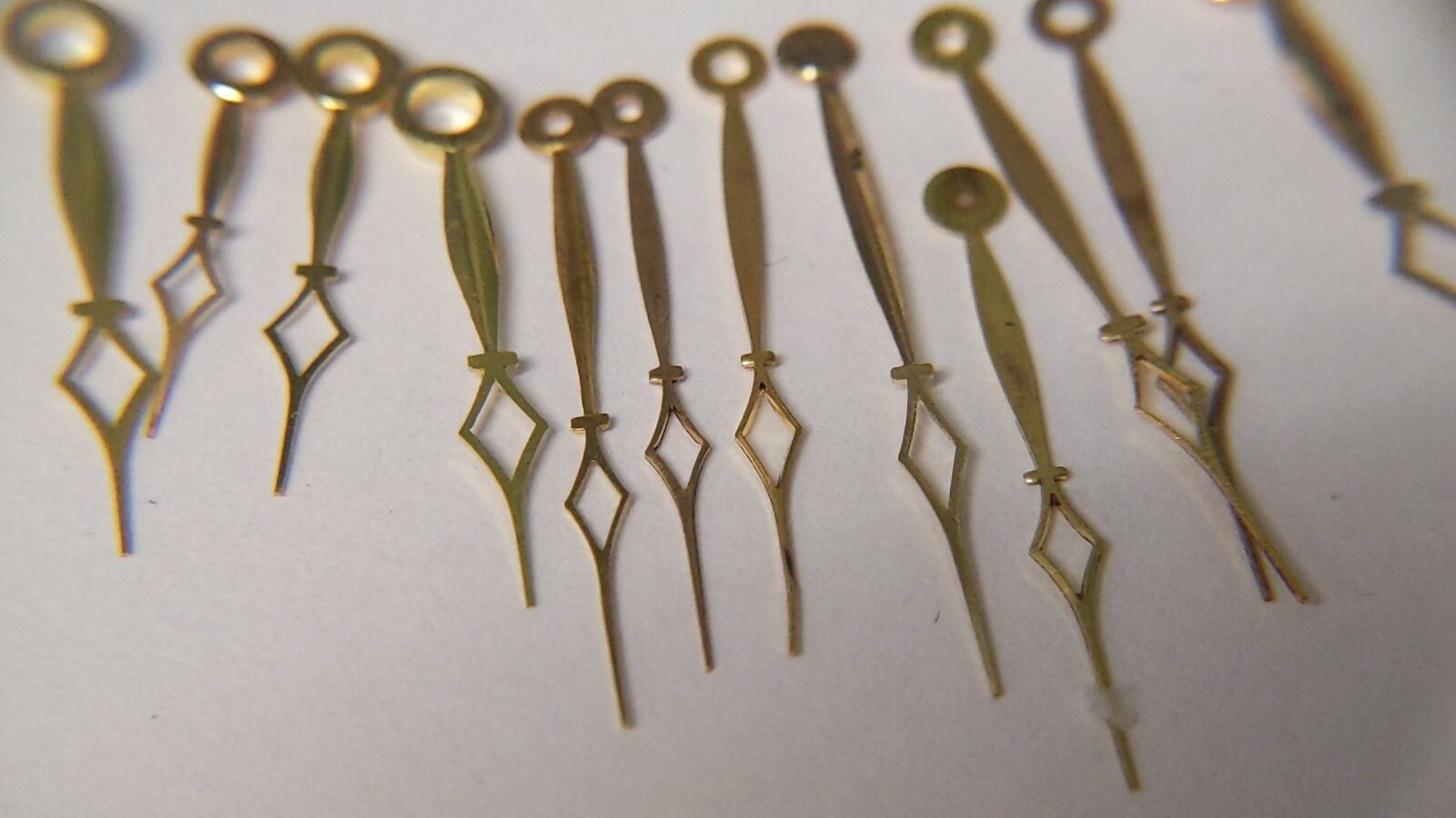 set of 10 diamond yellow watch hands. pocket watch hands variety assortment
