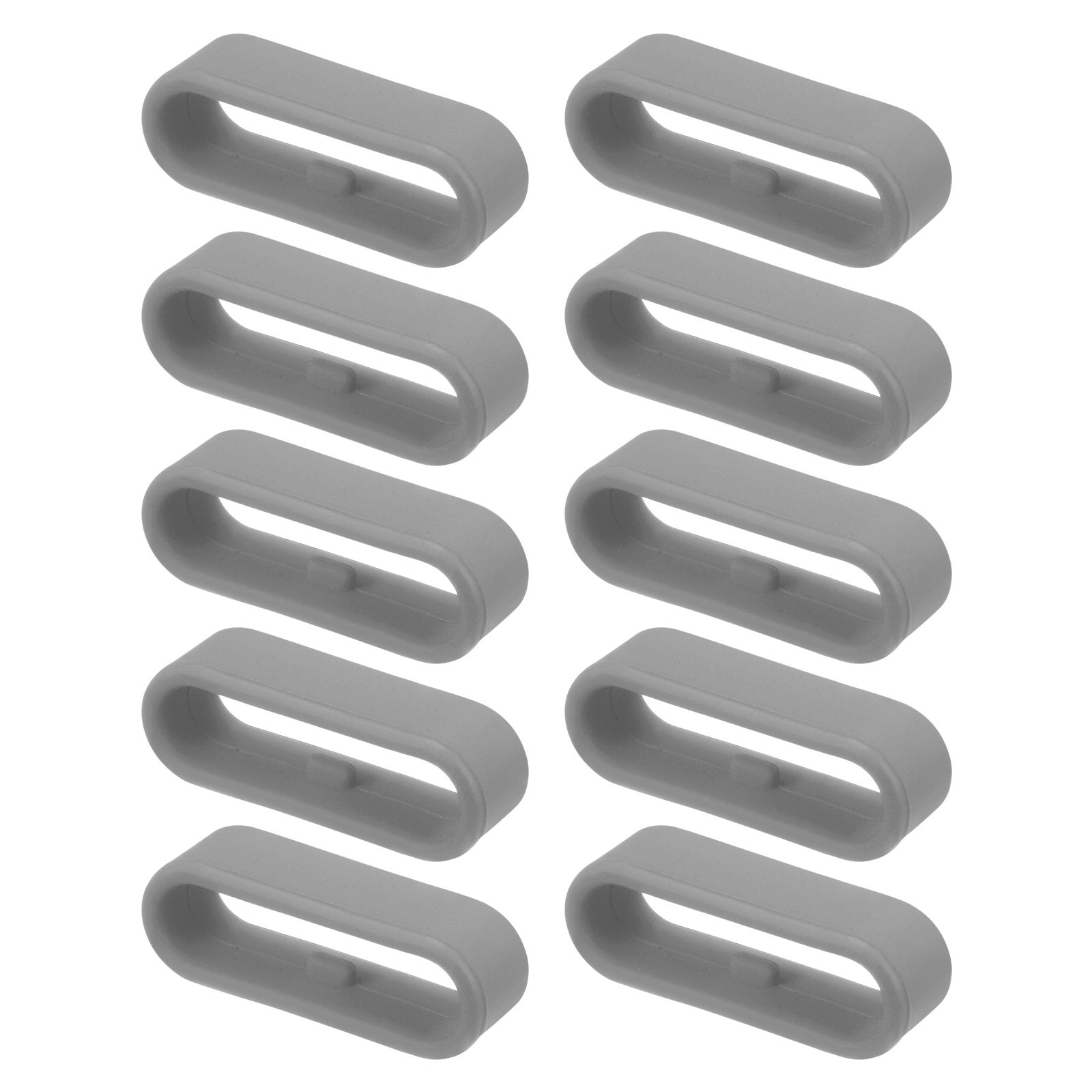 10Pcs, Watch Band Strap Loops Silicone Fastener Rings for 22mm Band Gray