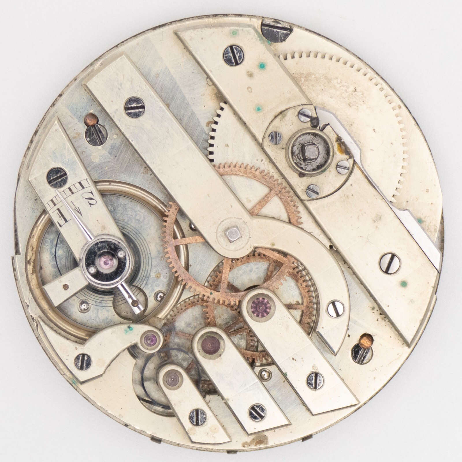 Jules Huguenin 38.4 mm Key Wind / Set Antique Pocket Watch Movement, Keeps Time