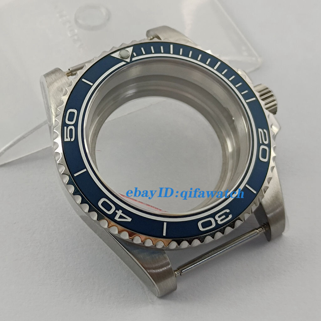 40mm silver Watch Case Sapphire glass Ceramics Bezel Fit NH34 NH35 NH36 movement