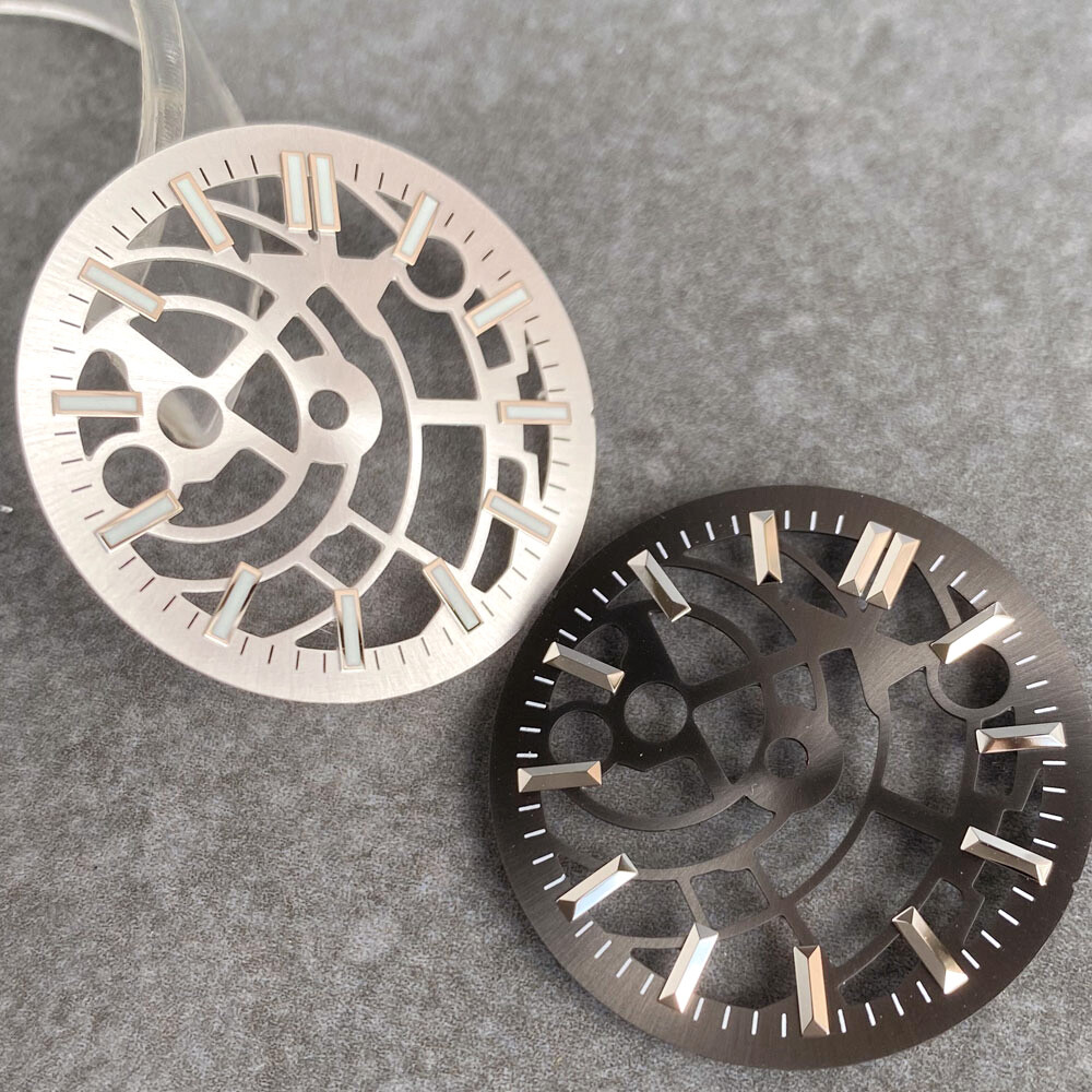 Black Silver 29mm Watch Dial fit NH35 NH38 NH70 NH71 NH72 Movement Skeleton Part