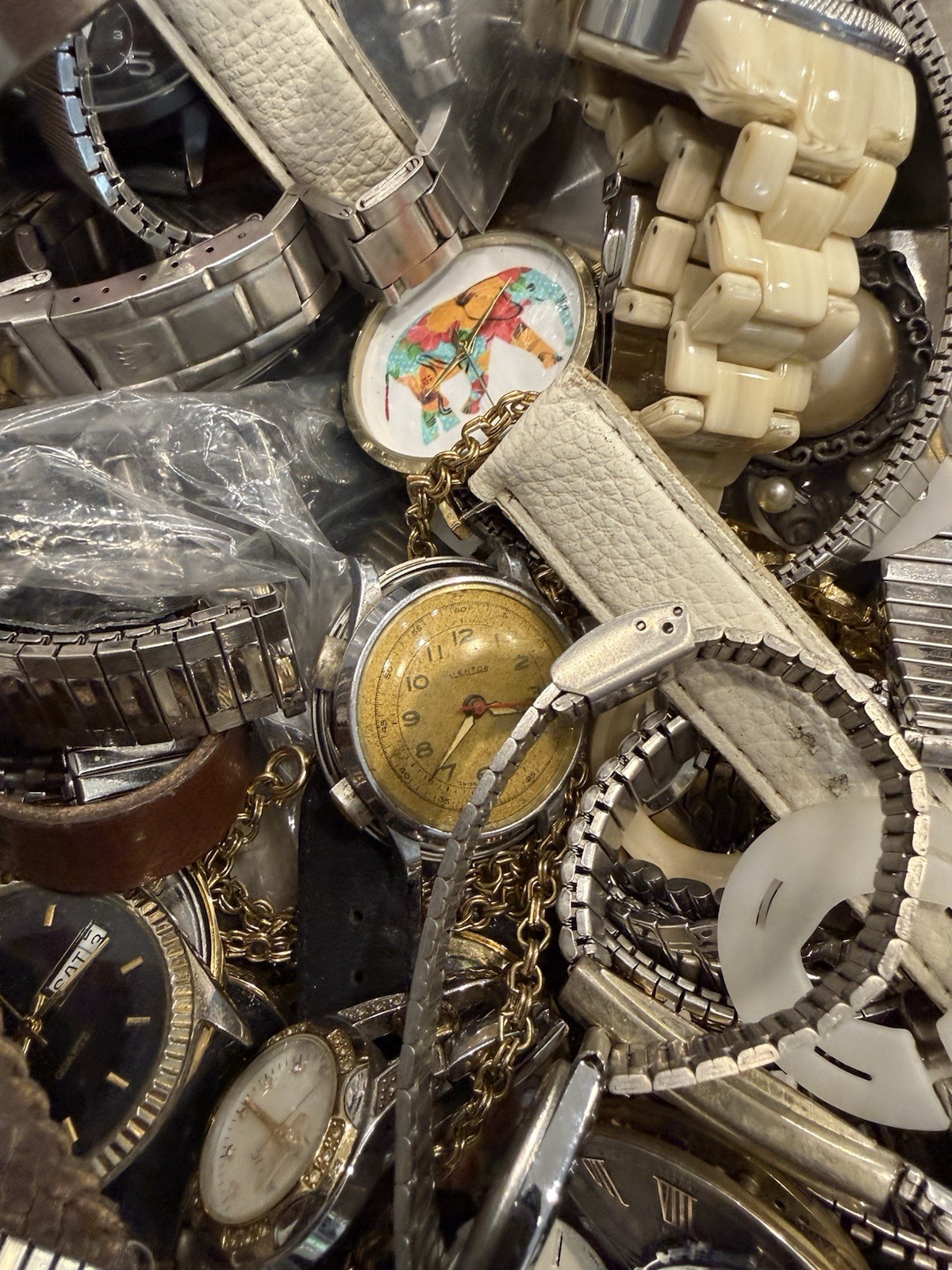 19 Lb Watch Parts Lot Bands Cases Dials Movements Repair AS-IS Mixed Lot