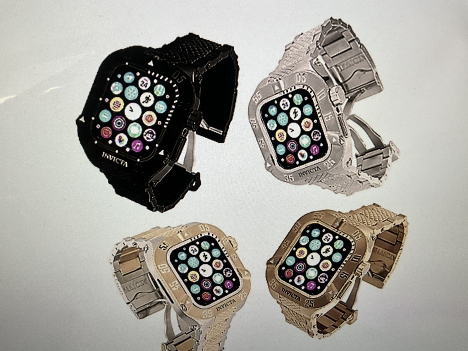 GENUINE DIAMOND BEZEL/INVICTA Band For APPLE WATCH 44mm 1.49 CTW DIAMONDS