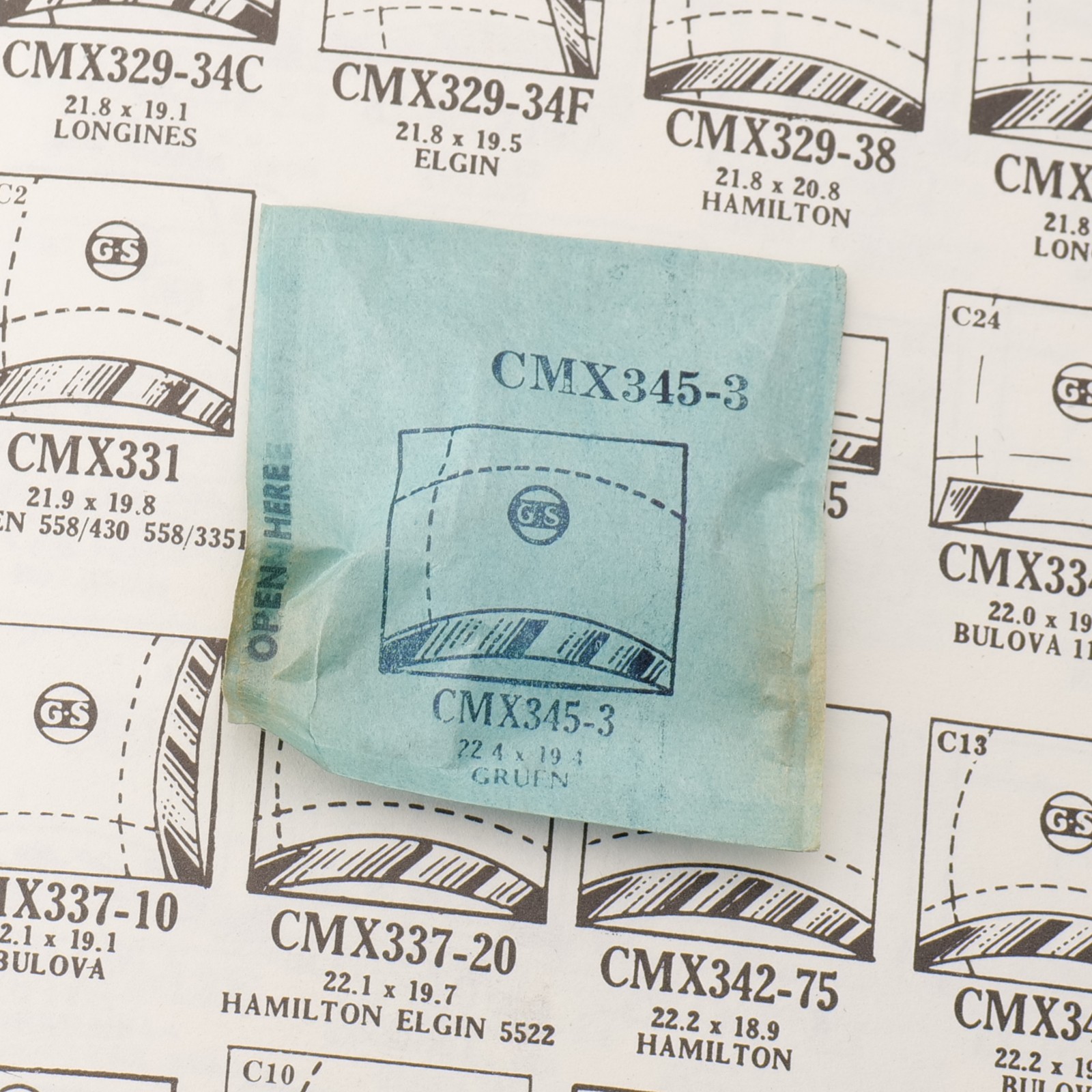 Vintage GS CMX345-3 Crystal Gruen 22.4 x 19.4 New Old Stock Part (MX)