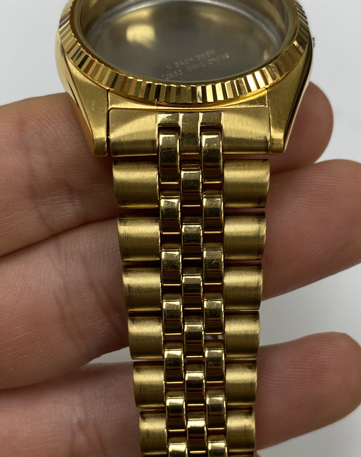 Original Seiko 7N43-8111/8119 Gold Tone Quartz Watch Case w/ Bracelet