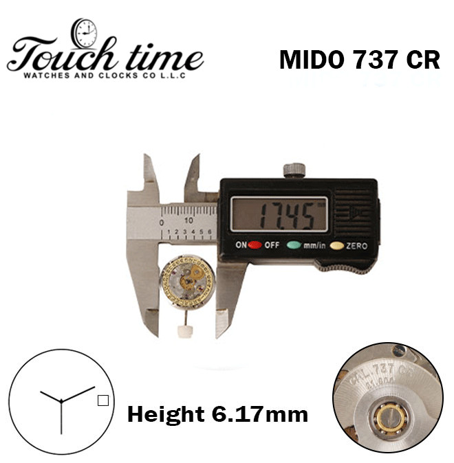 MIDO 737 CR-Swiss Automatic Movement-Gold Date Disk At 3-3 Hands-H:6.17mm