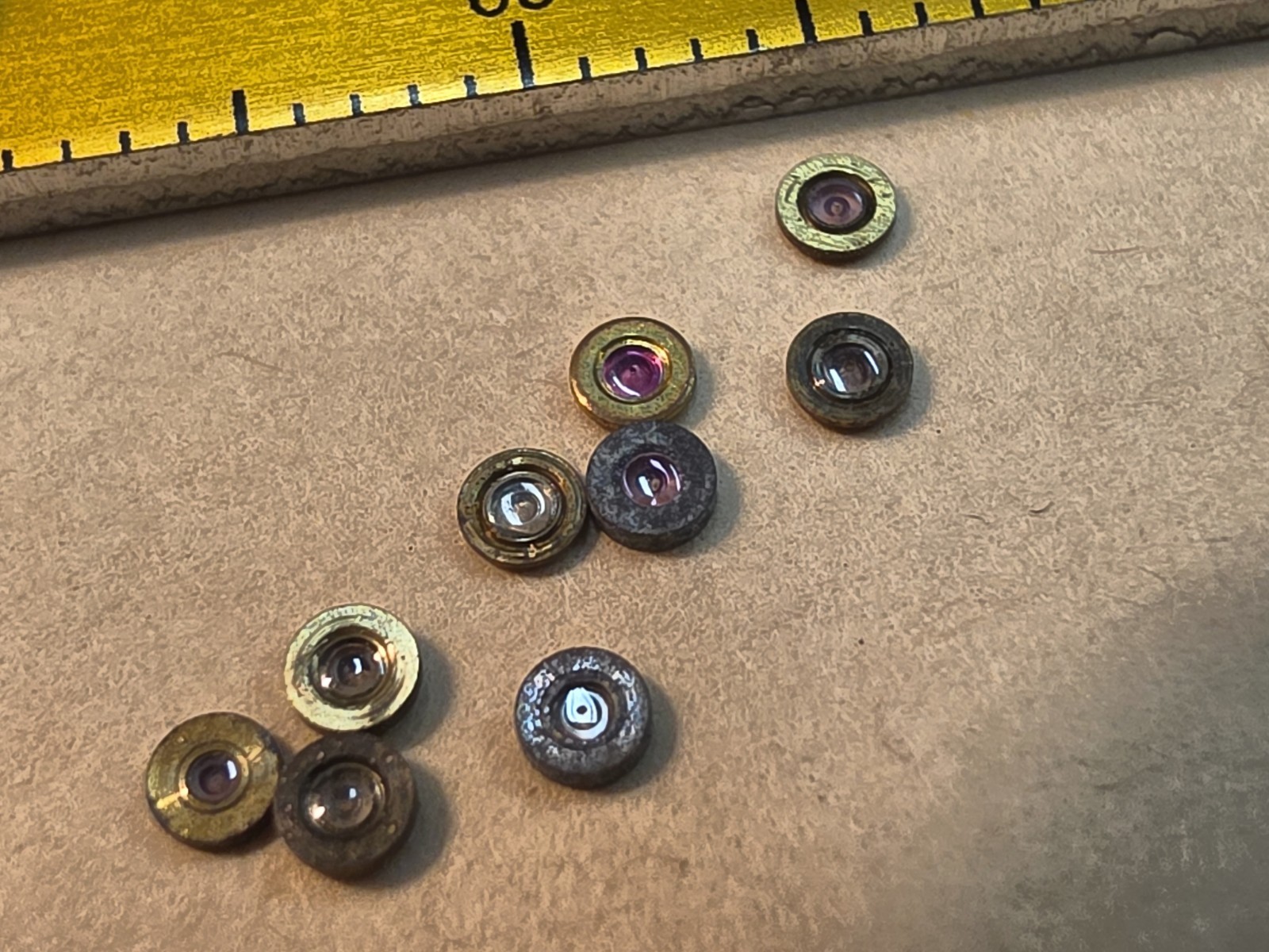 Lot Of 9 NOS Elgin 6s Pocket Watch Balance Hole Jewels-Diameters 2.10-2.13mm