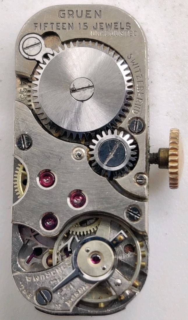 Rare Gruen Watch Co. Cal. 455 15 jewel watch movement for repair