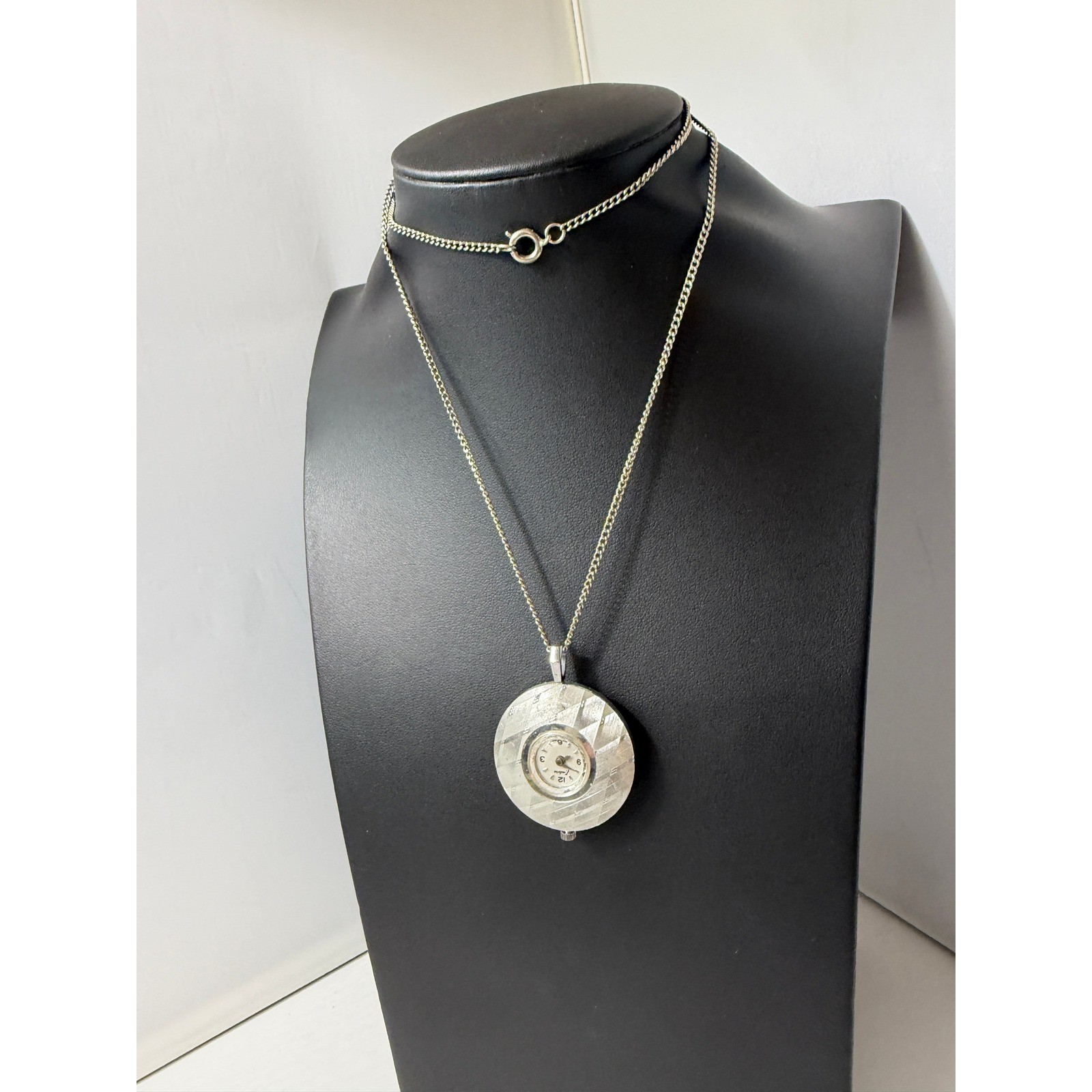 Vintage Watch Necklace Signed Endura Silver Tone READ
