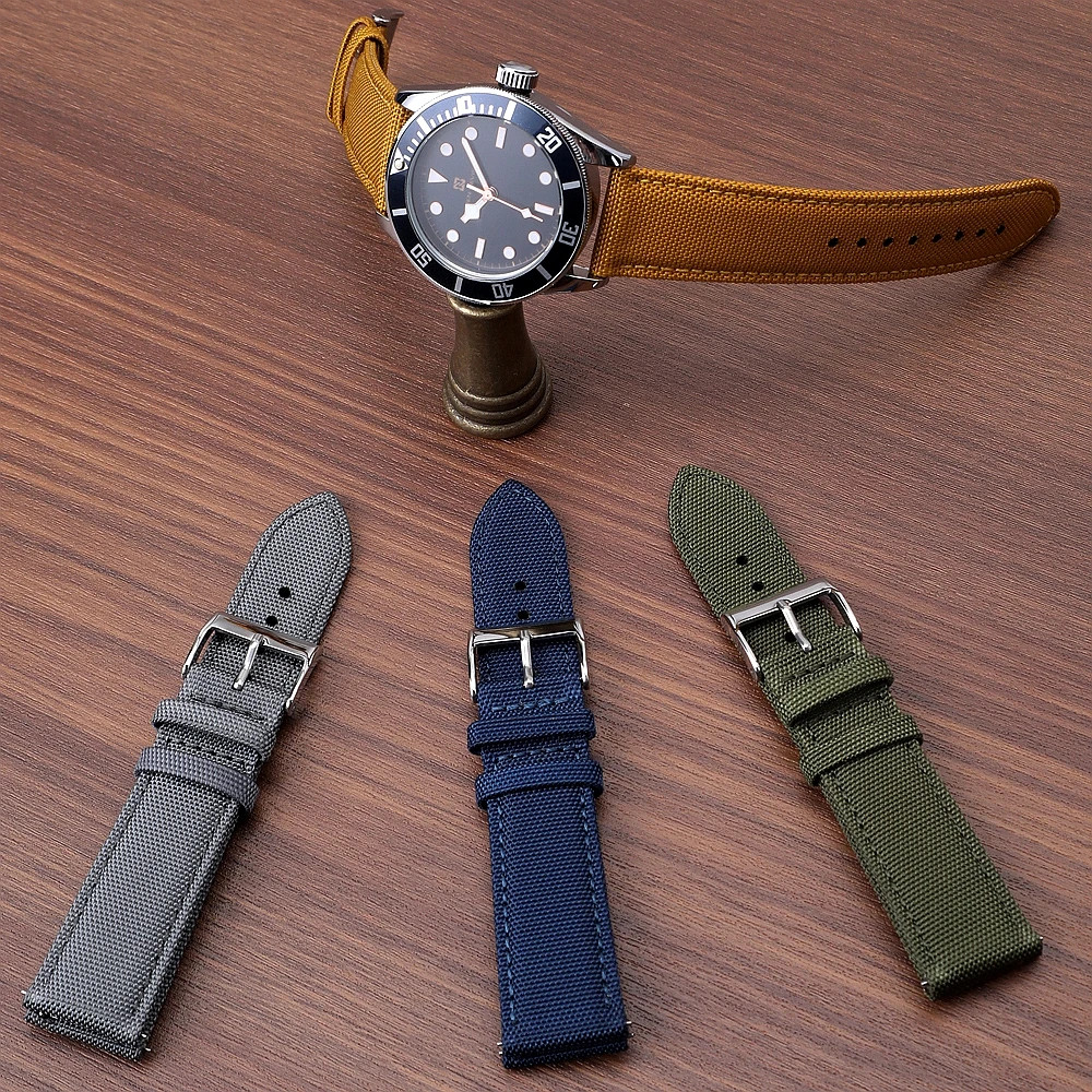 18mm 19mm 20mm 21mm 22mm 24mm Waterproof Sailcloth Watch Strap Two-Sided Nylon W