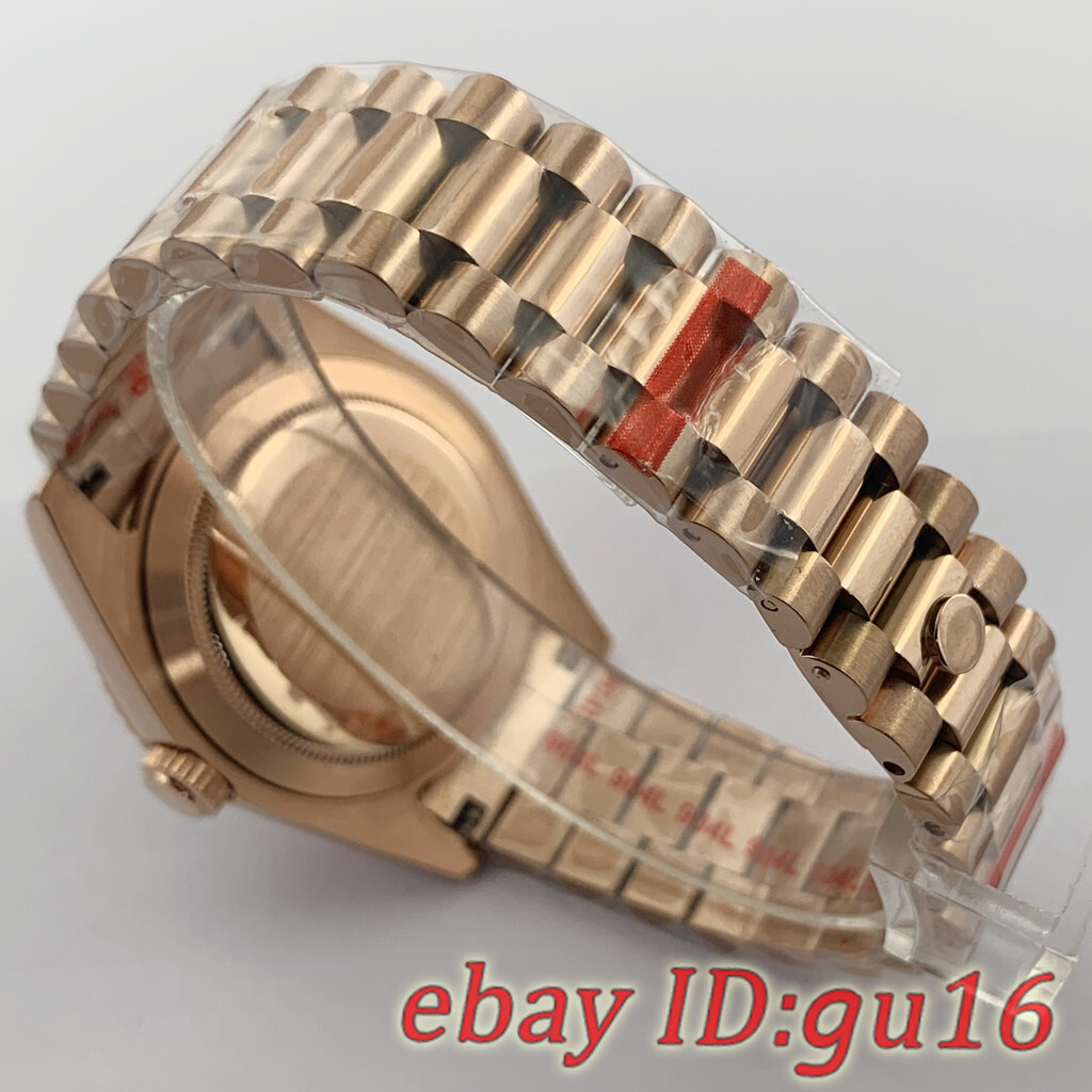 36mm/40mm NH35 NH36 Miyota8215 ETA2836/2824 rose gold Watch Case President Strap